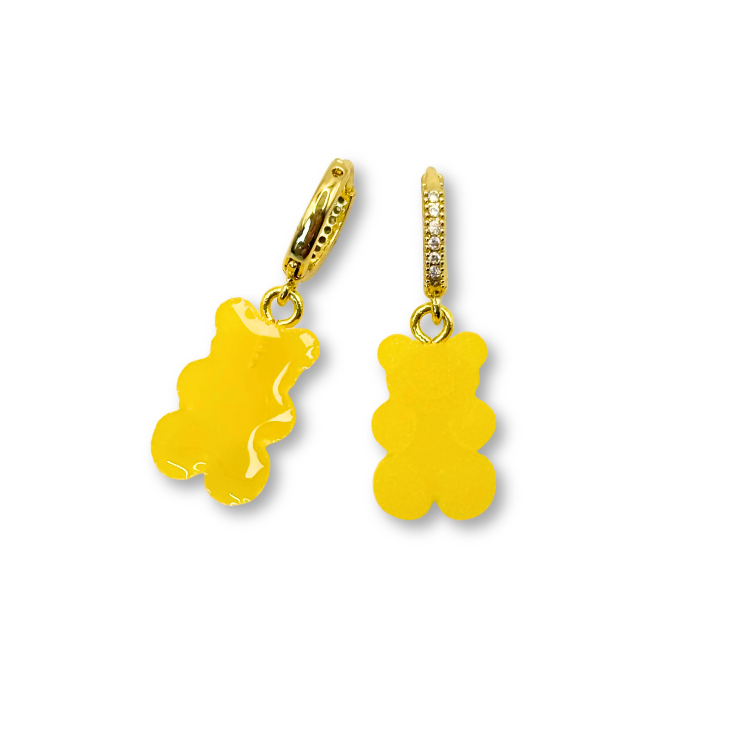 Sugar Coated Gummy Bear Hoop Drop Earrings in Fresh Orange Juice
