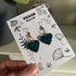 Recycled Polymer Clay Earrings - Green Heart Patterned