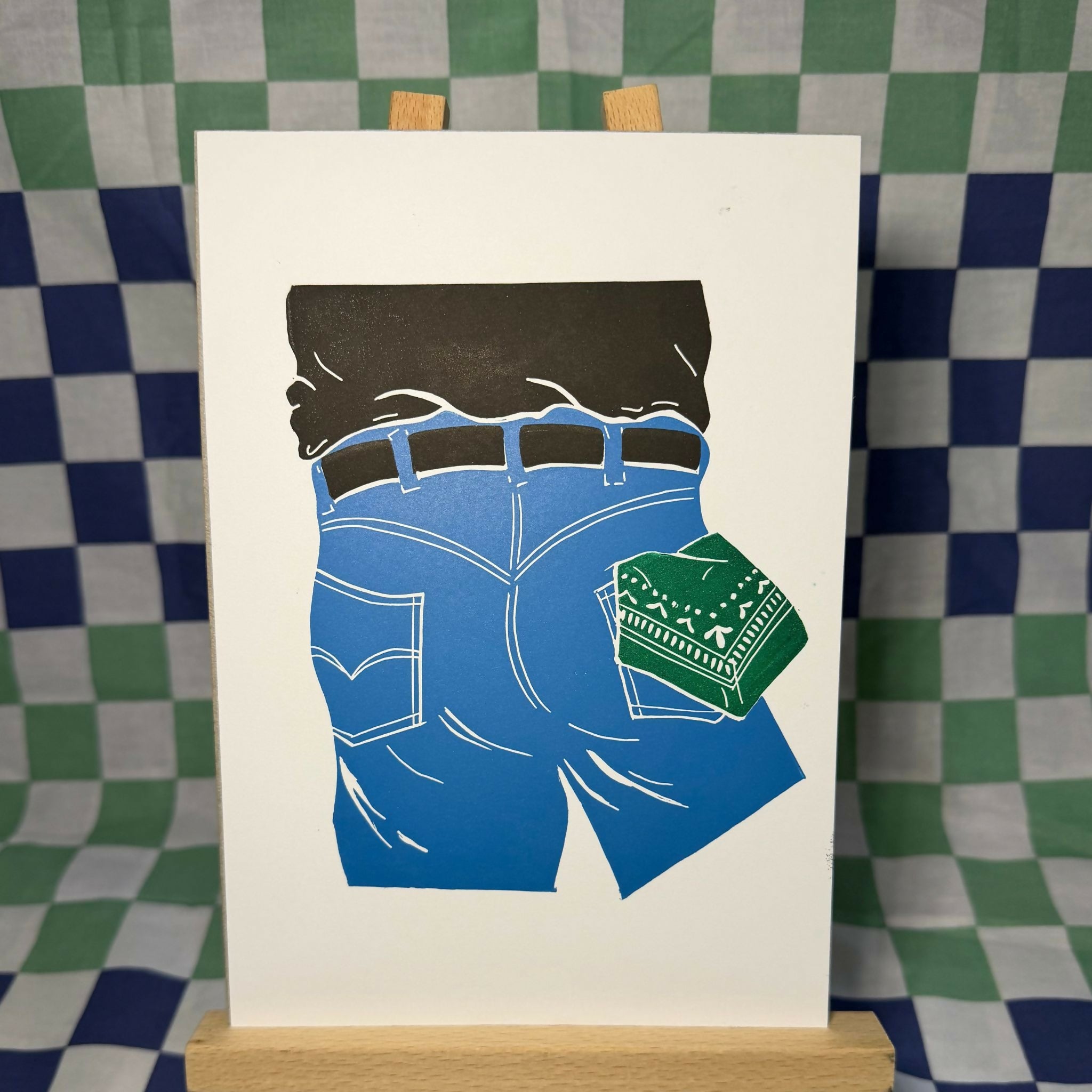 Original Lino Print 'Hanky Code'