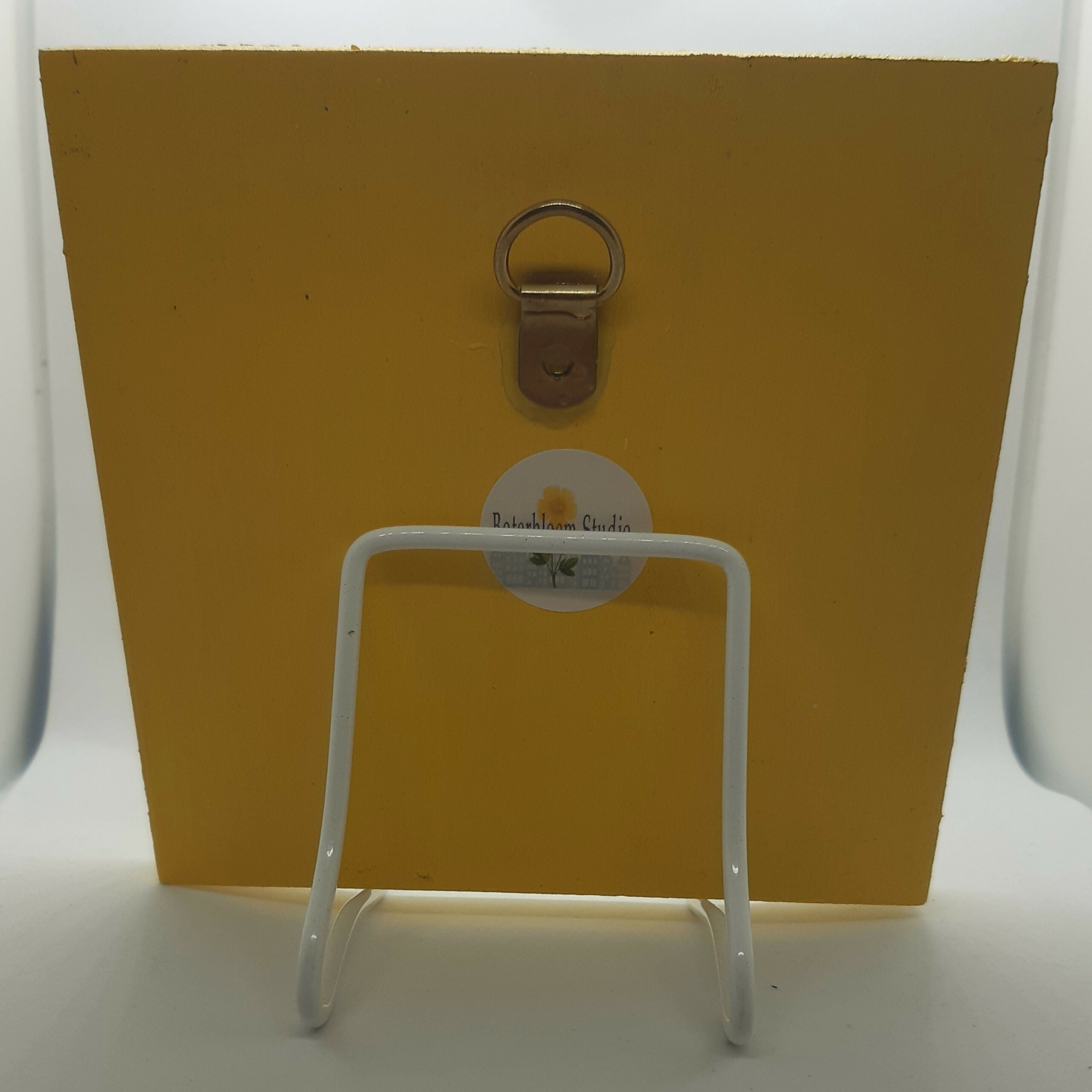 Clay Blue Painted Dutch Houses in Wooden Yellow Trinket Tray