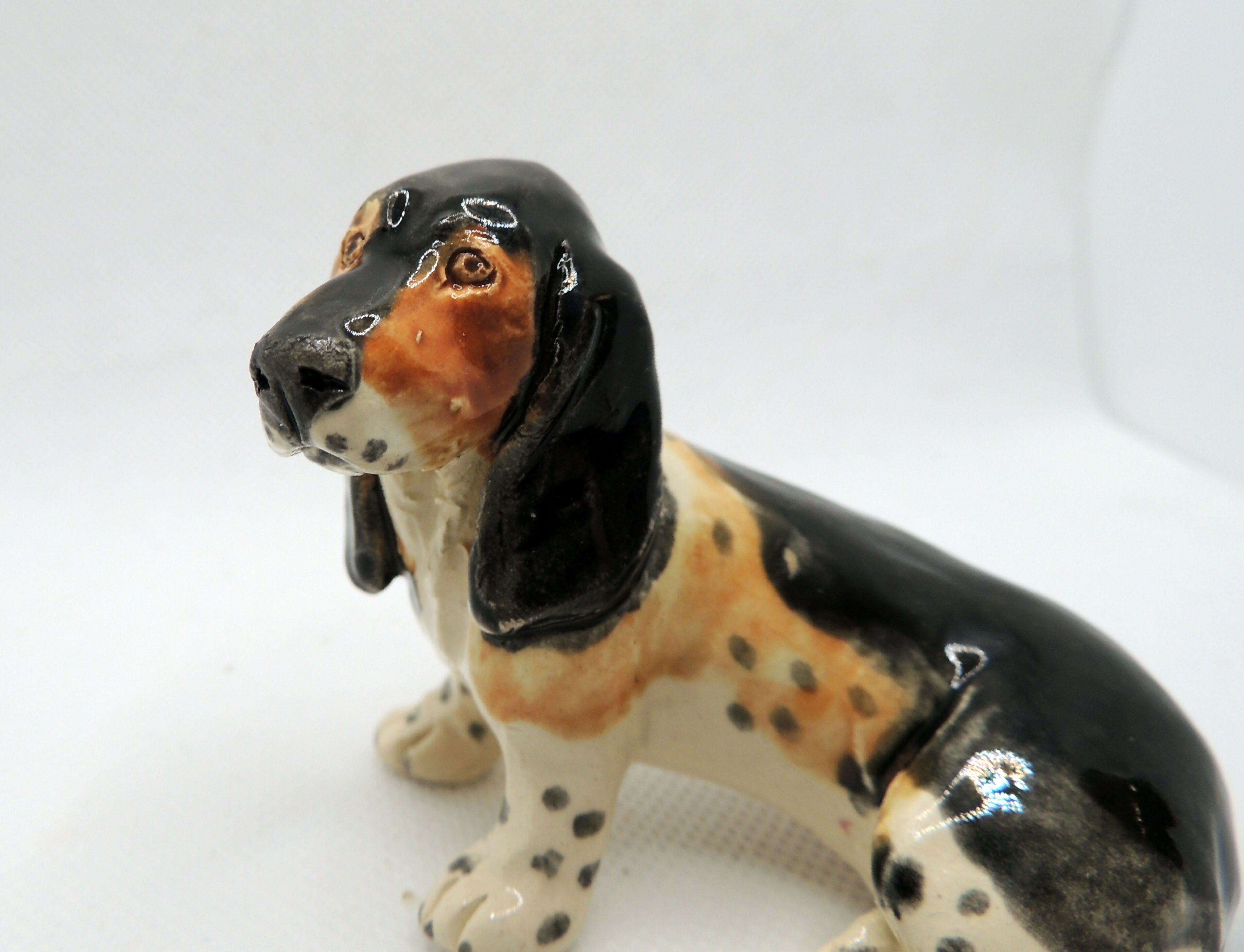 Ceramic Basset hound dog sculpture
