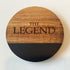 Engraved Black Marble and Acacia Coaster - The Legend