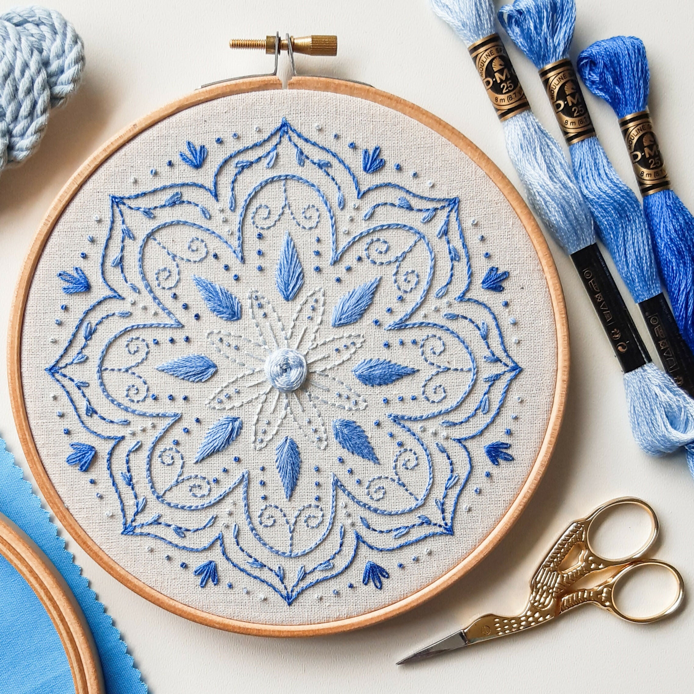 Preprinted Embroidery Pattern For Beginners - Mandala