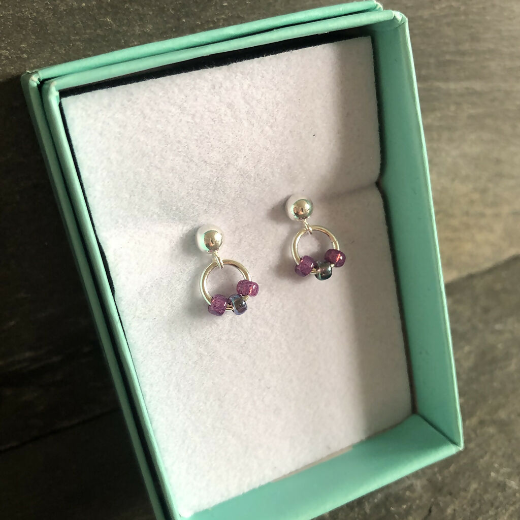 Sterling Silver Miyuki Ring Earrings