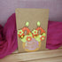 Coral And Lime Green Diamond Polymer Clay Earrings With Flower And Glitter Detail