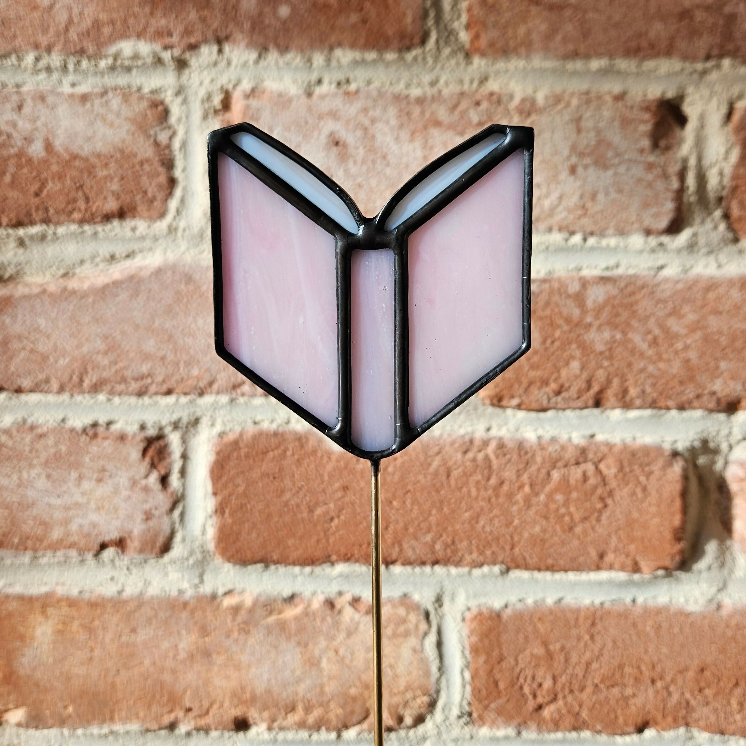 Pink Book Stained Glass Plantstake