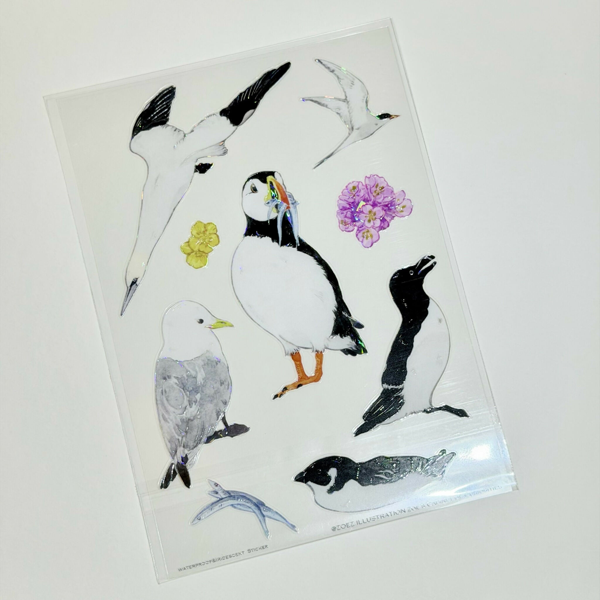 A6 transparent waterproof iridescent wildlife sticker sheet