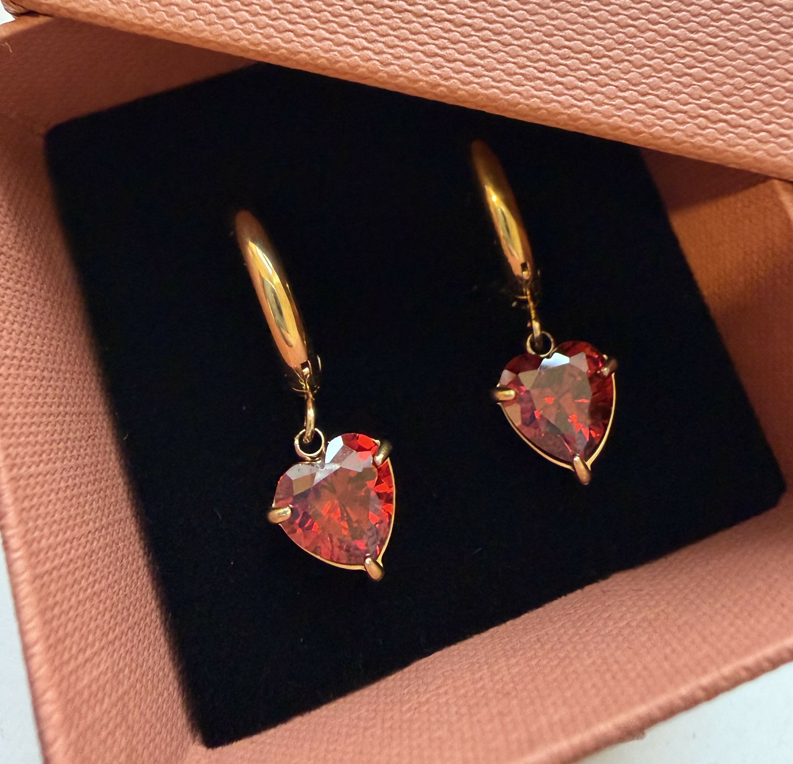 Red Heart Hoops - Gold