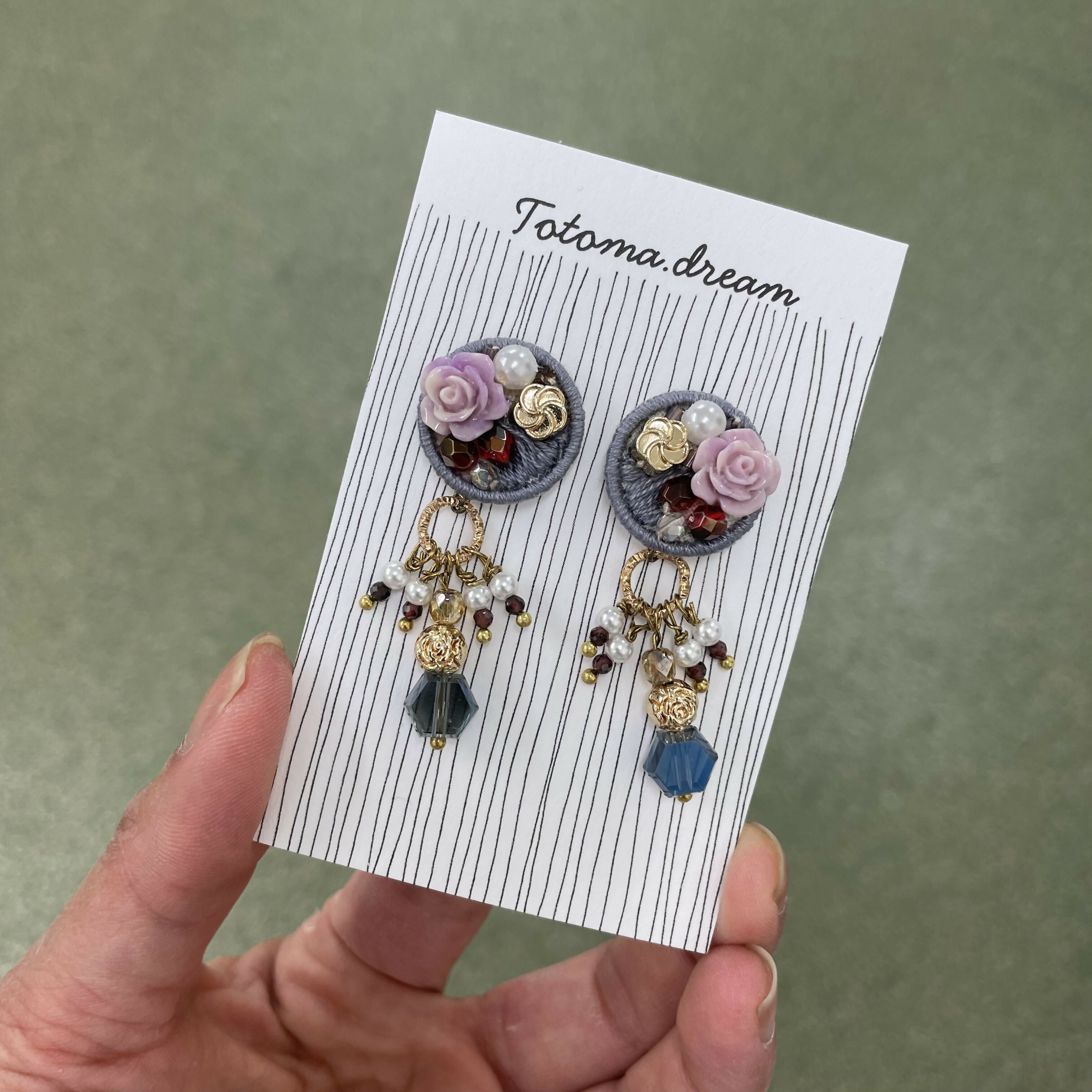 Crystal Embroidery Earrings With Charm