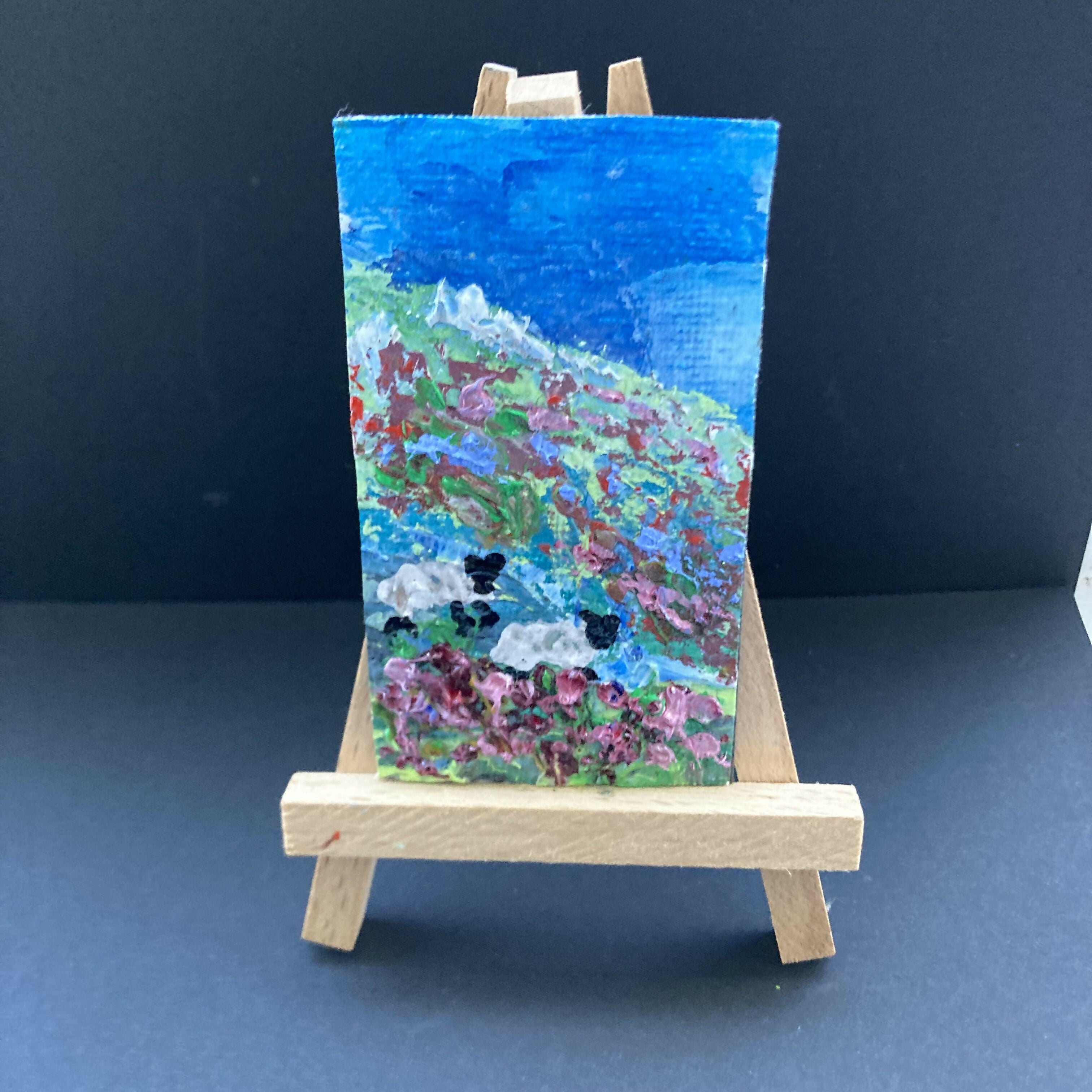 2 Sheep Oil Painting Mini Canvas Fridge Magnet