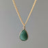 Green Jade Faceted Teardop Charm Necklace on a Gold Plated Chain