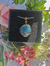 Blue Apatite Wire Wrapped Crystal Necklace on Sterling Silver Chain