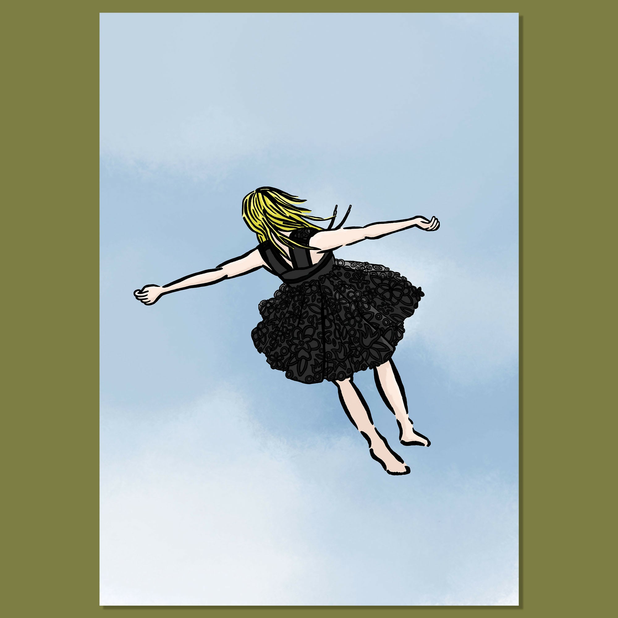 Parachute Illustration Print A4