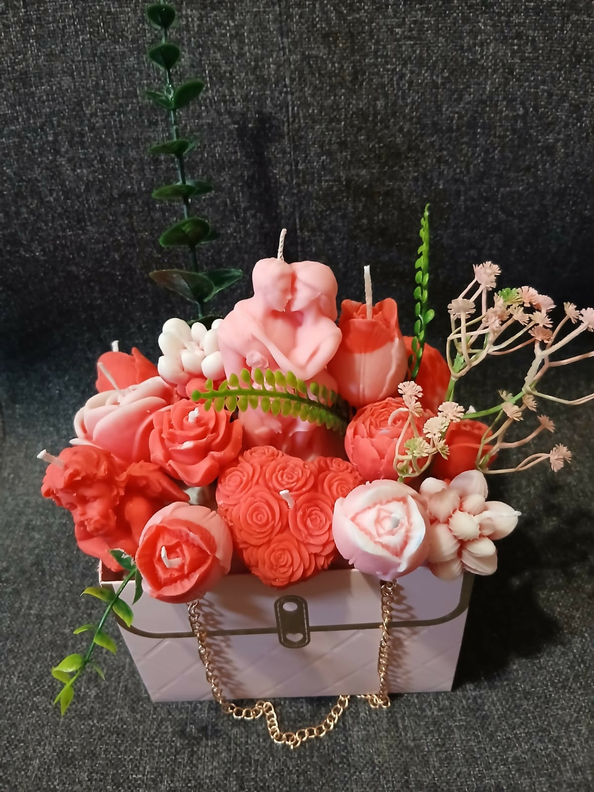 Handmade Scented Wax Flower Bouquet — Handbag Gift Box