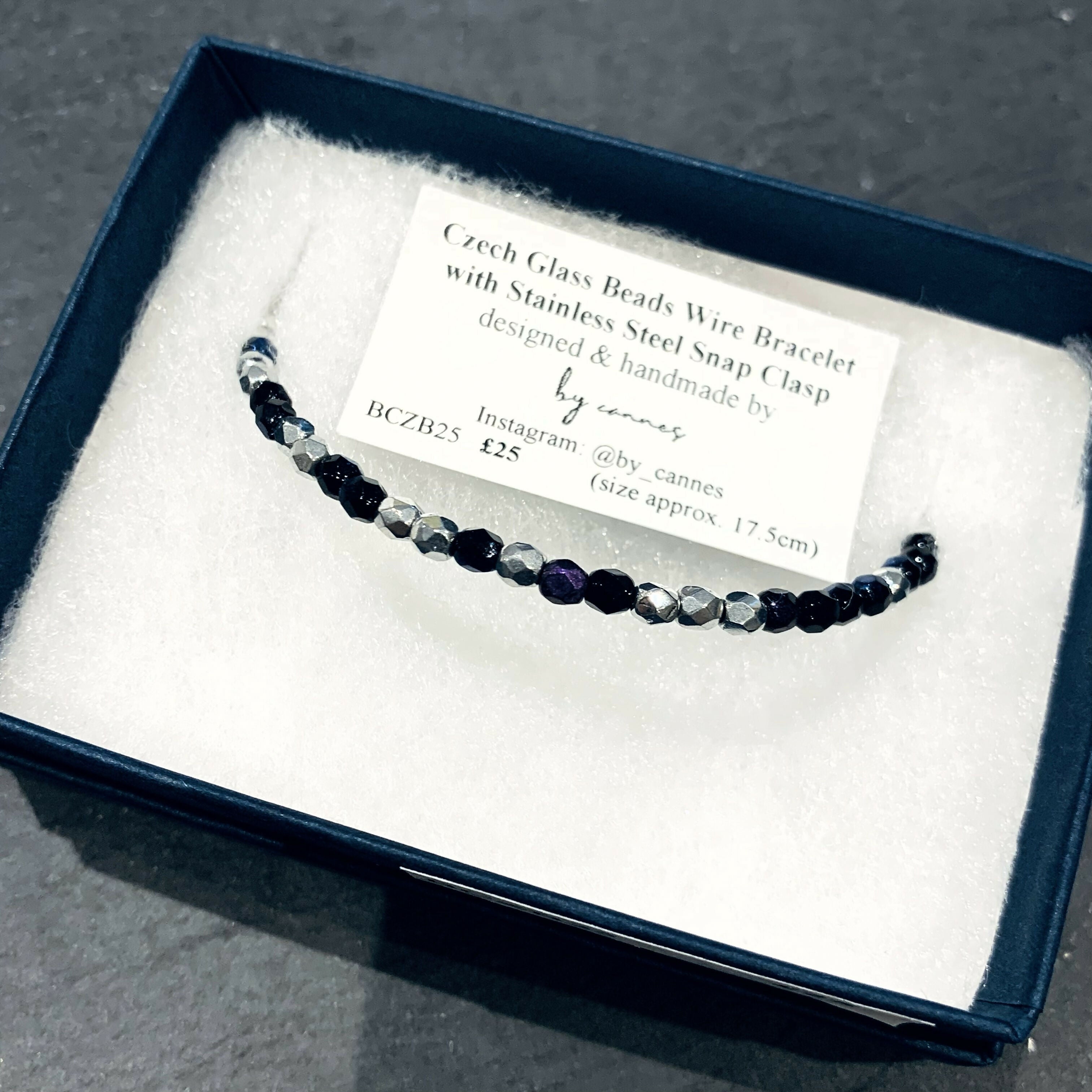 Faceted Czech Glass Bead Wire Bracelet