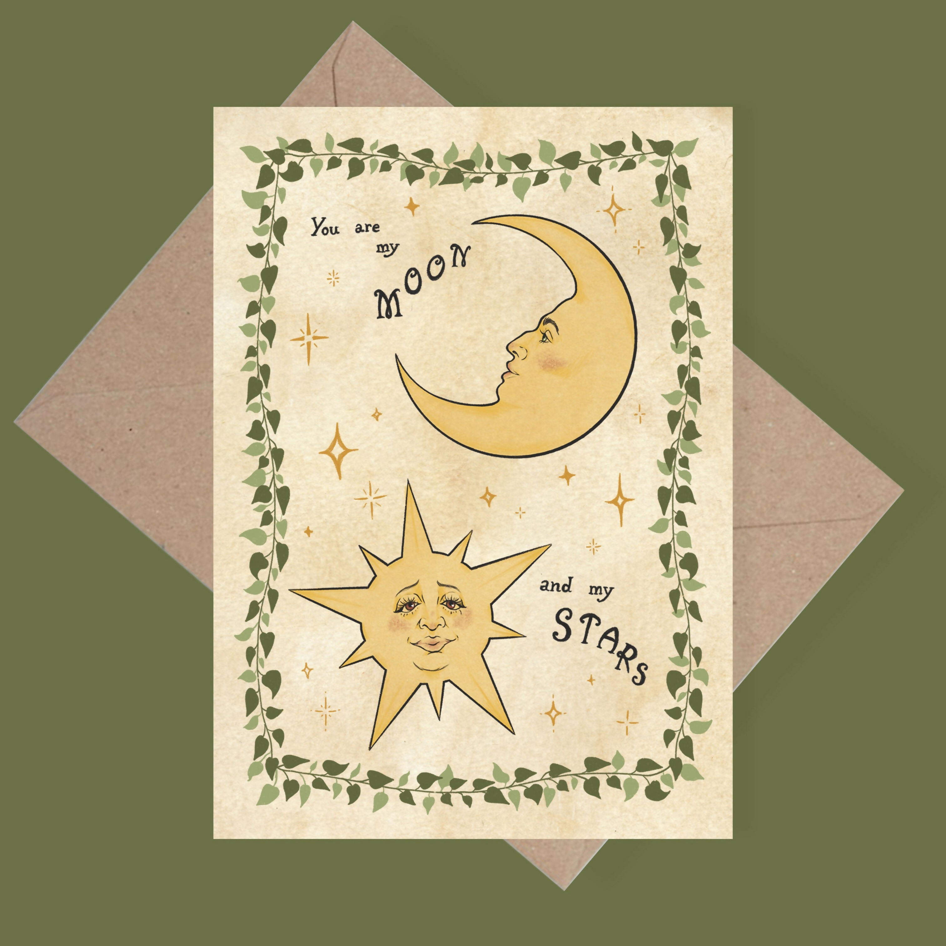 You Are My Moon And My Stars Greetings Card