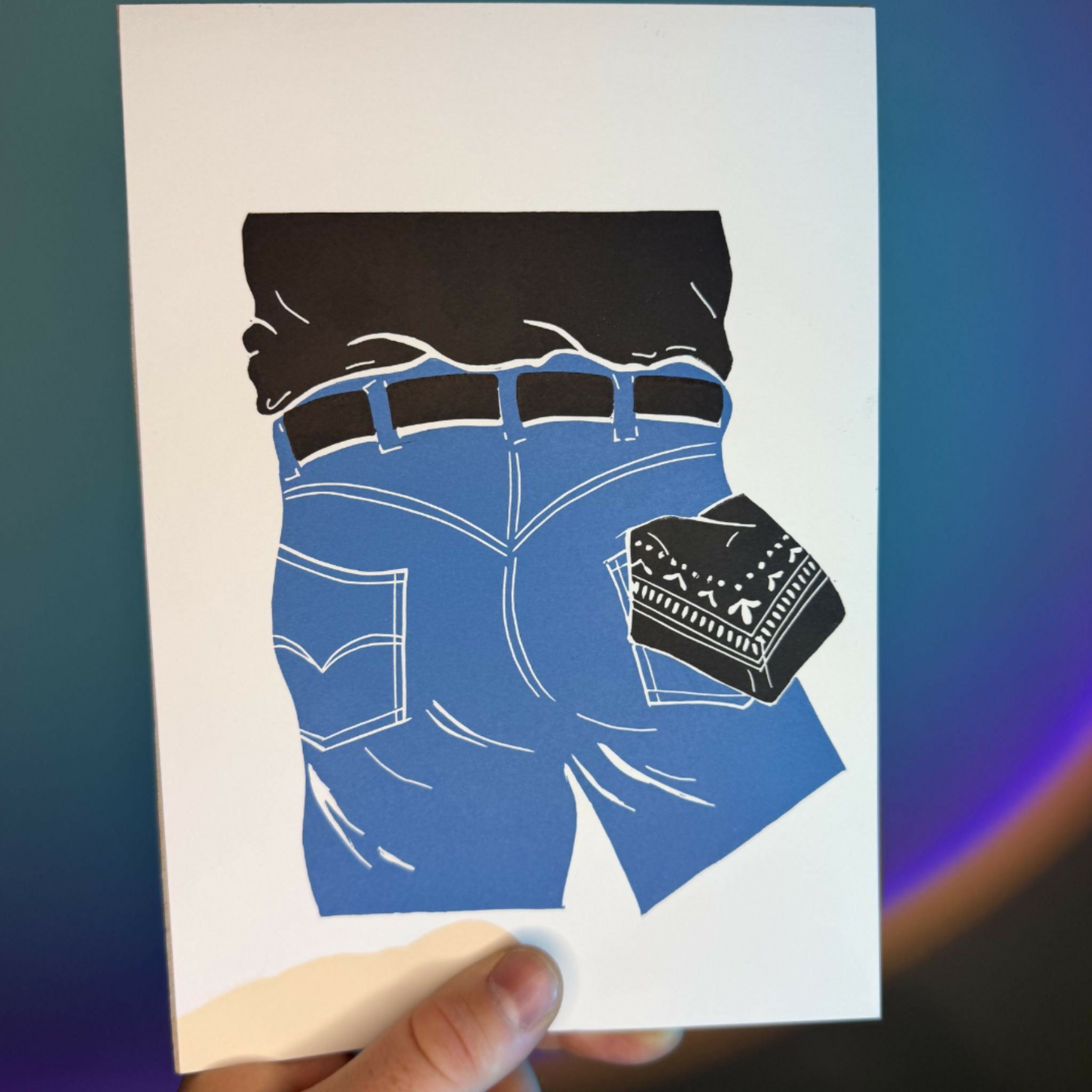 Original Lino Print 'Hanky Code'