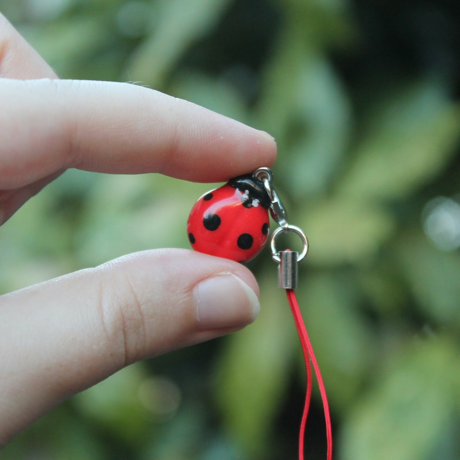 Handmade Polymer Clay Ladybug Phone Charm