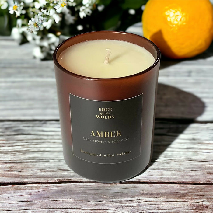 Edge of the Wolds AMBER Dark Honey and Tobacco Scented Candle 160g