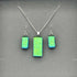 Green Dichroic Glass Necklace and Earrings Set - Sterling Silver, Handmade by Jade Tapson Glass.