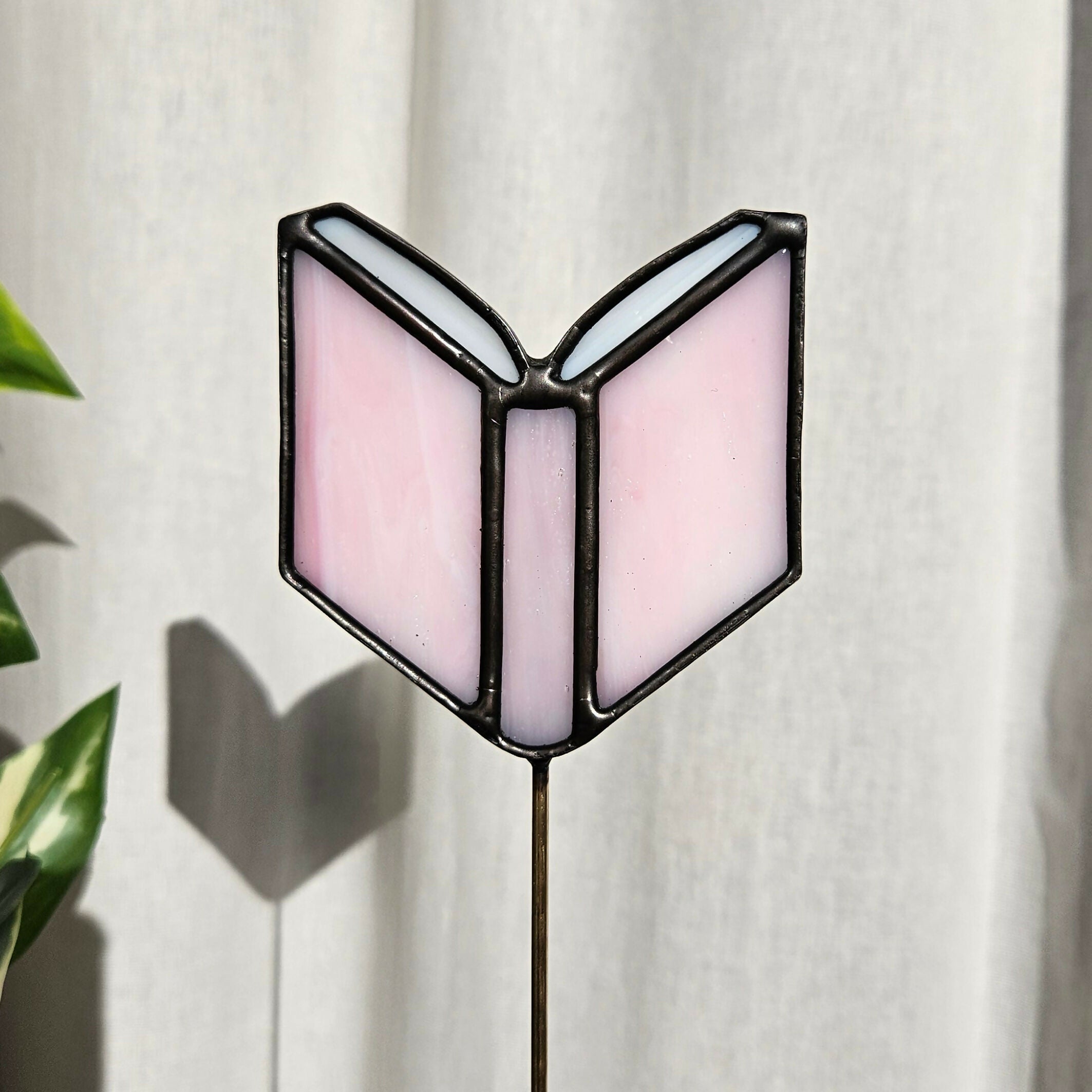 Pink Book Stained Glass Plantstake