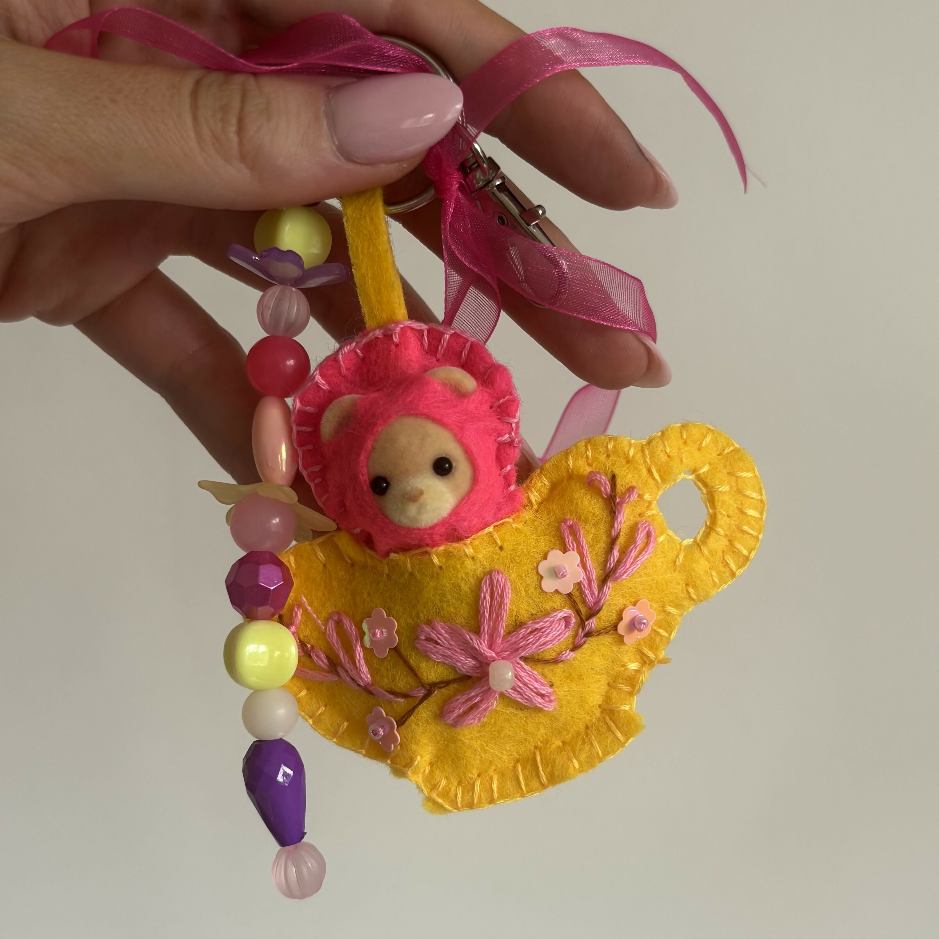 Teacup Bear Felt Keyring