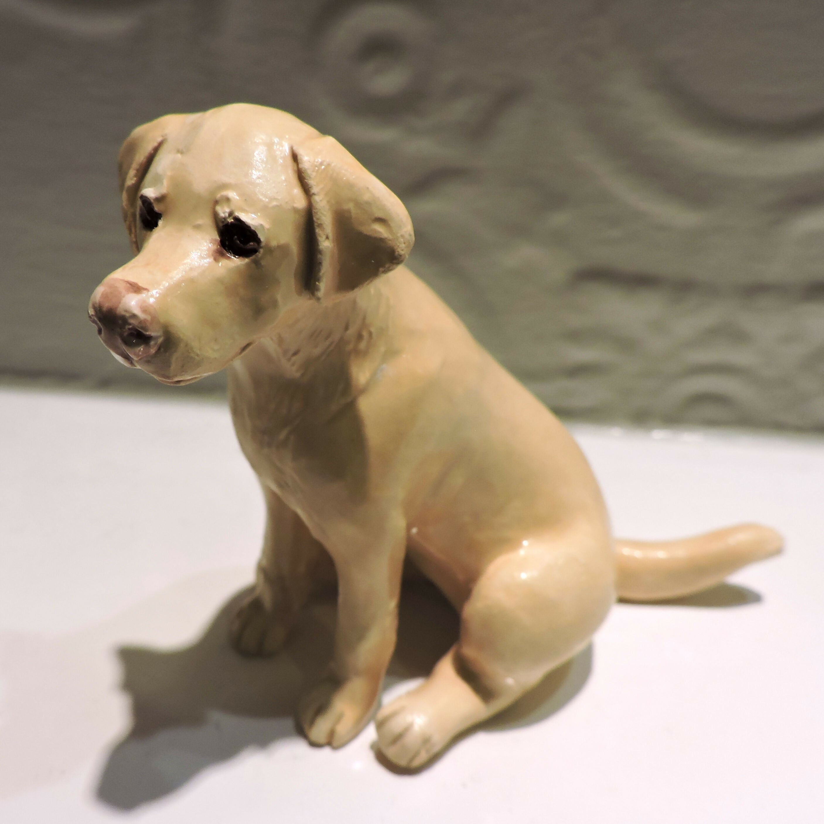 Ceramic Labrador Retriever Dog Sculpture, Yellow