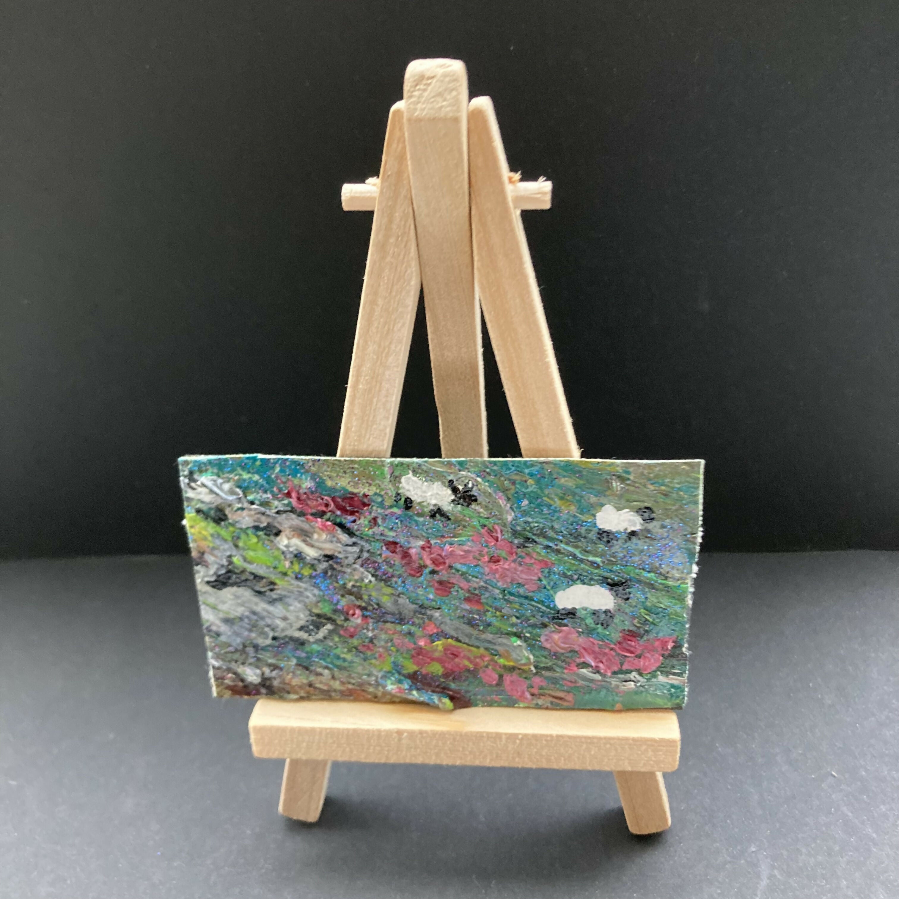 3 Sheep In Heather Mini Canvas Original Oil Painting Fridge Magnet