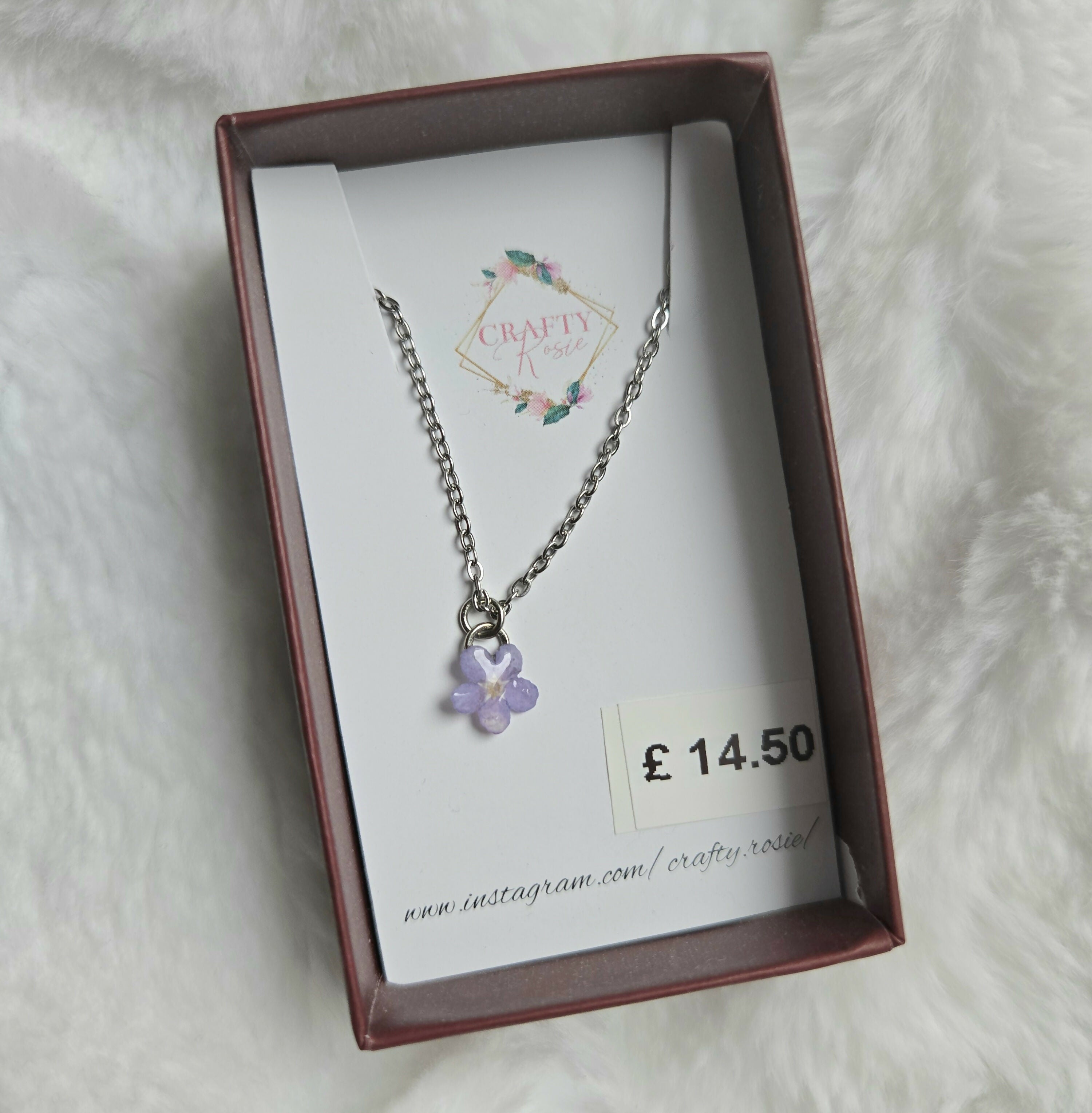 Stainless Steel Real Forget Me Not Flower Necklace