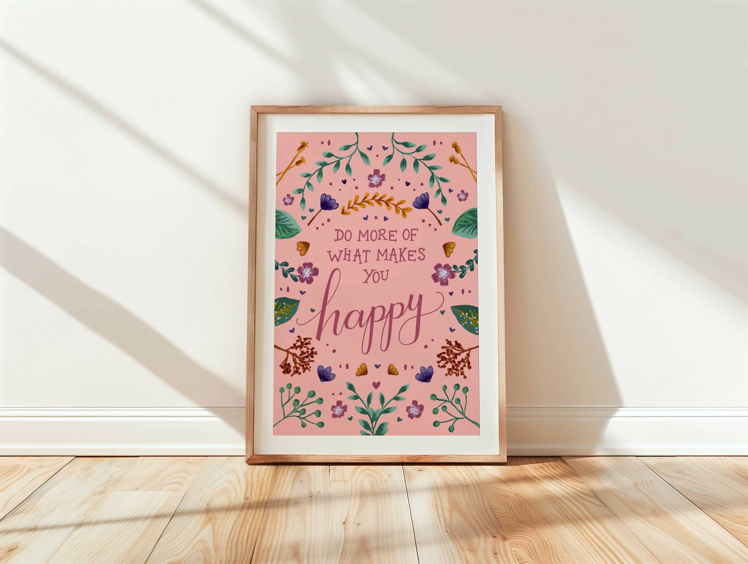 Feel Good Floral Art Print Pink A4