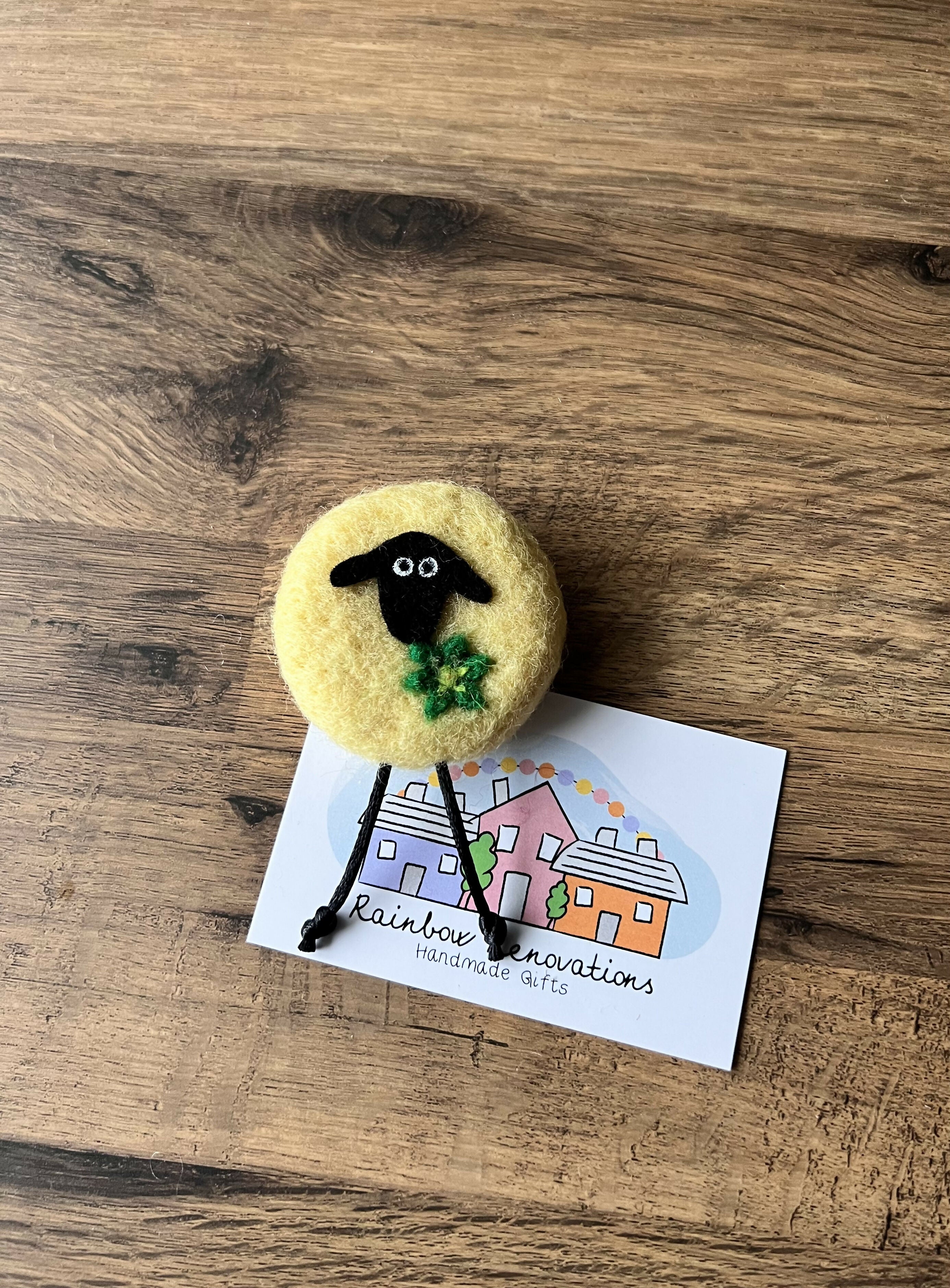 Felted Sheep with Flower Magnet