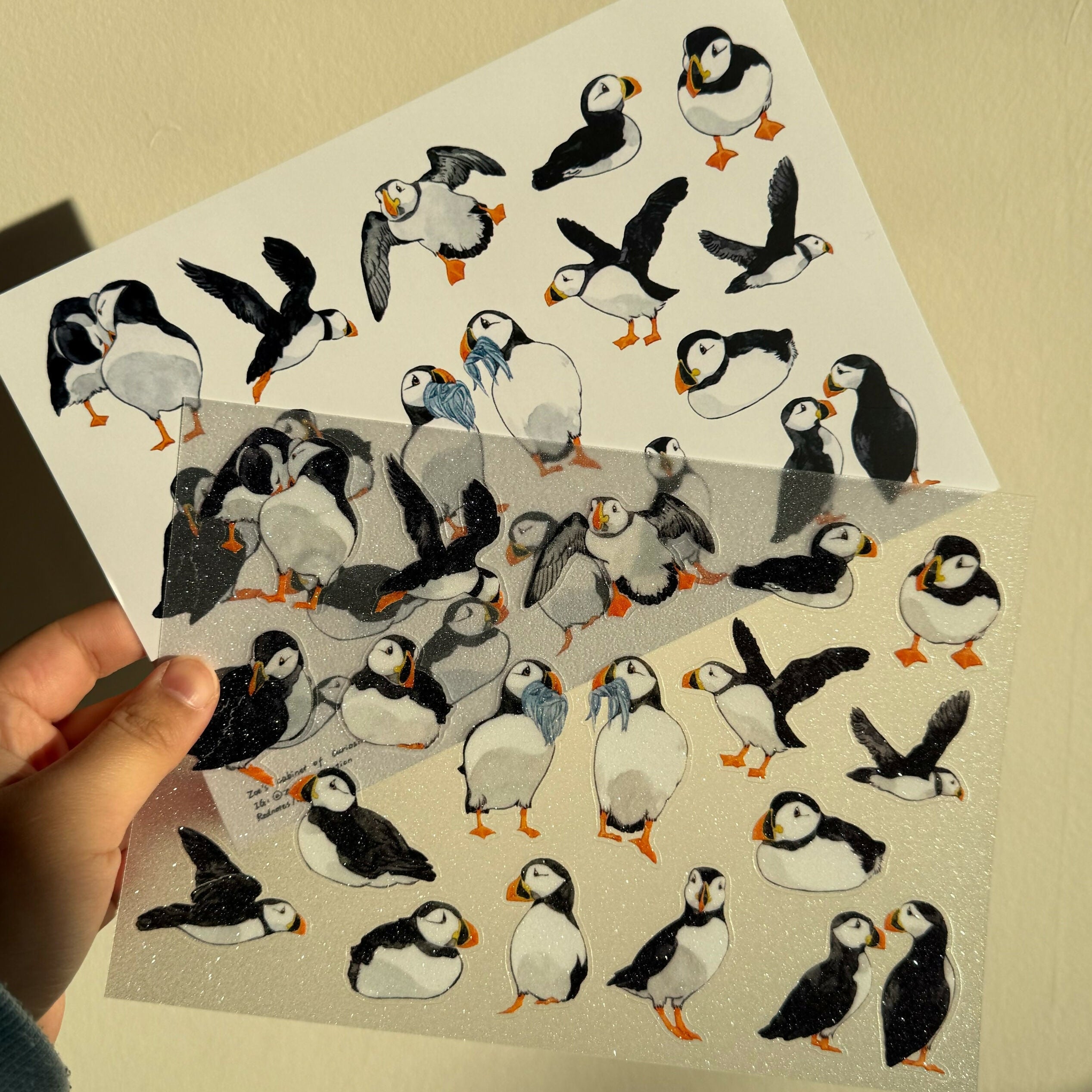 Puffin Glitter Sticker Sheet & Art Print