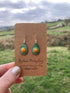 Green and Silver Enamel and Copper Earrings