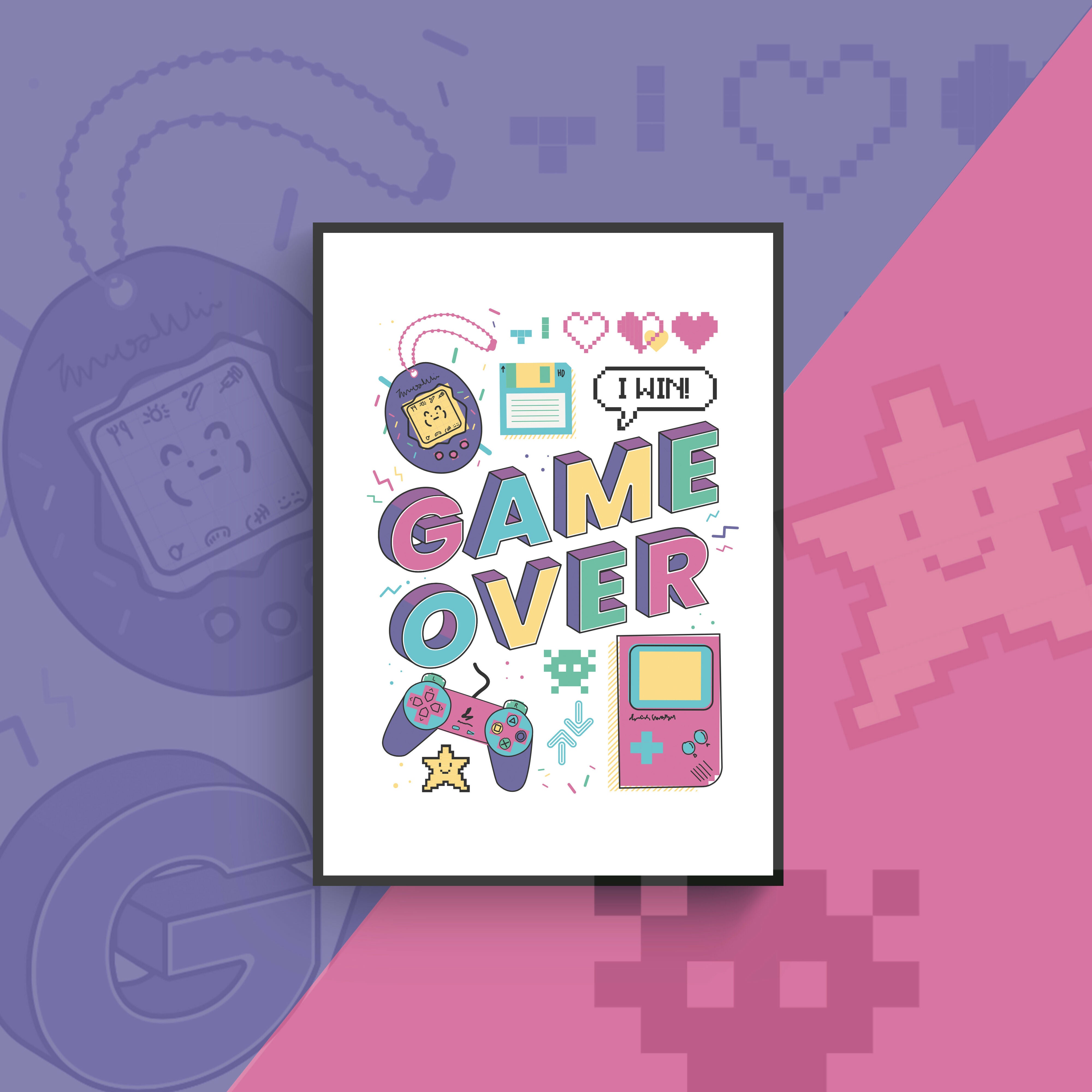 Retro 90's Geek Print A4