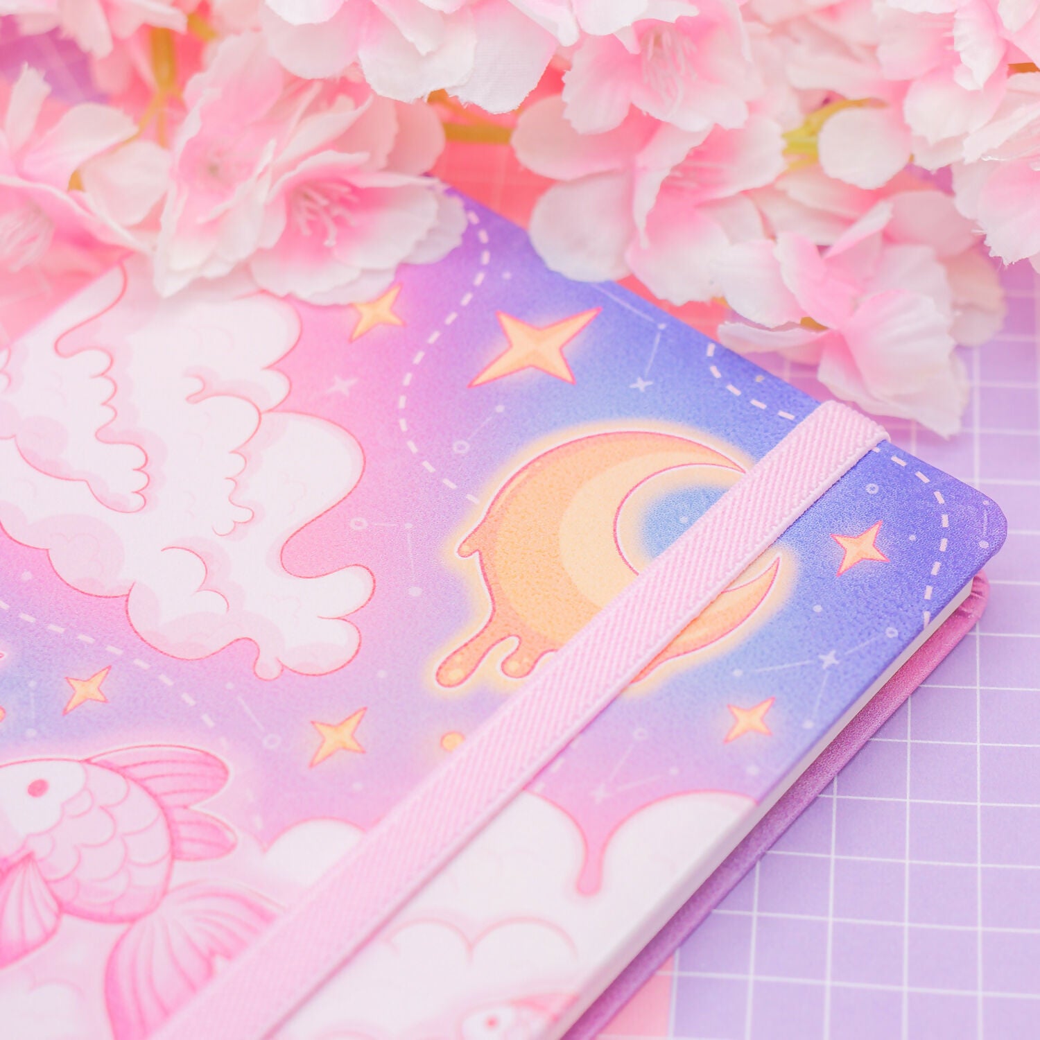 Hardcover Journal - Pink Fish Cosmic Swim