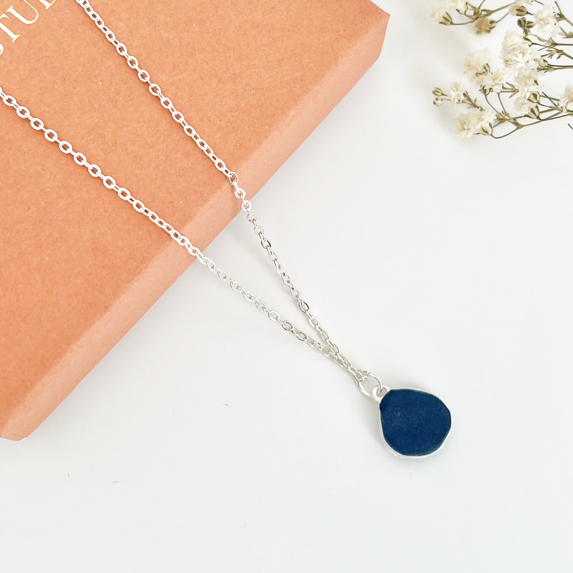 Blue China Necklace No. 1 - Handmade Polymer Clay Necklace