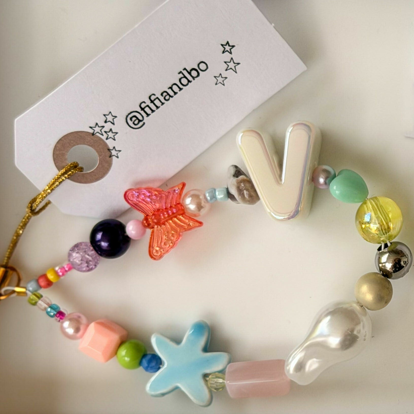 Fifi & Bo Mini Bag Charm Initial V