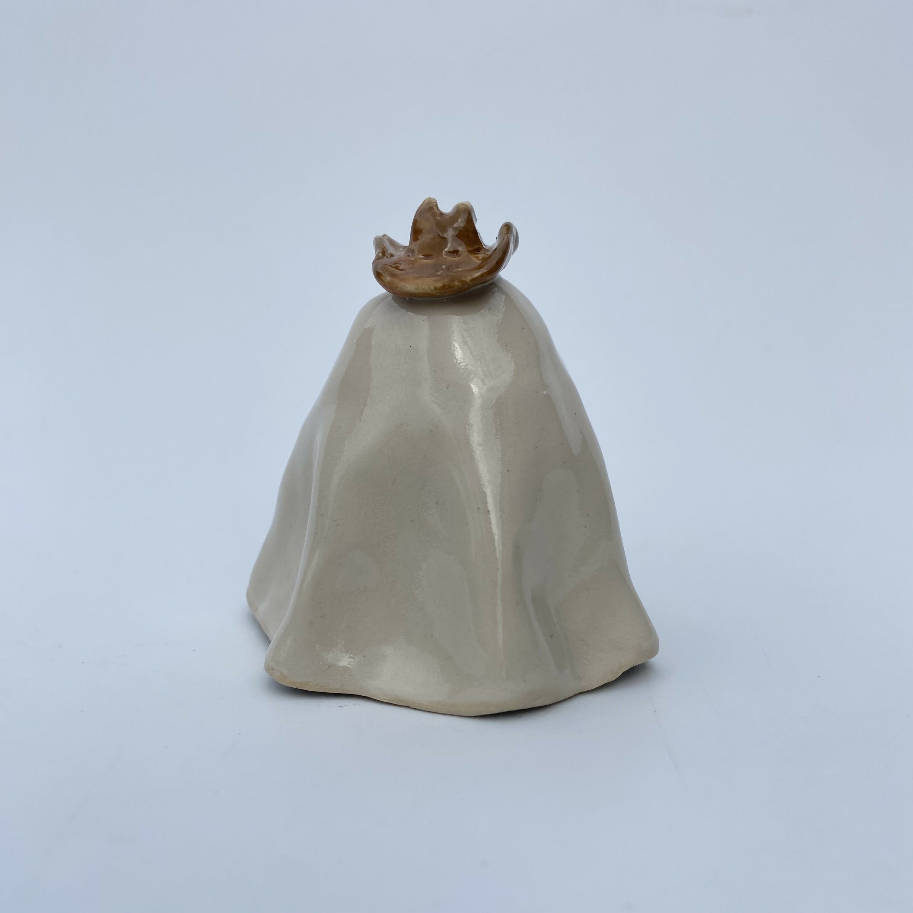 Handmade Ceramic Ghost Ornament With A Cowboy Hat