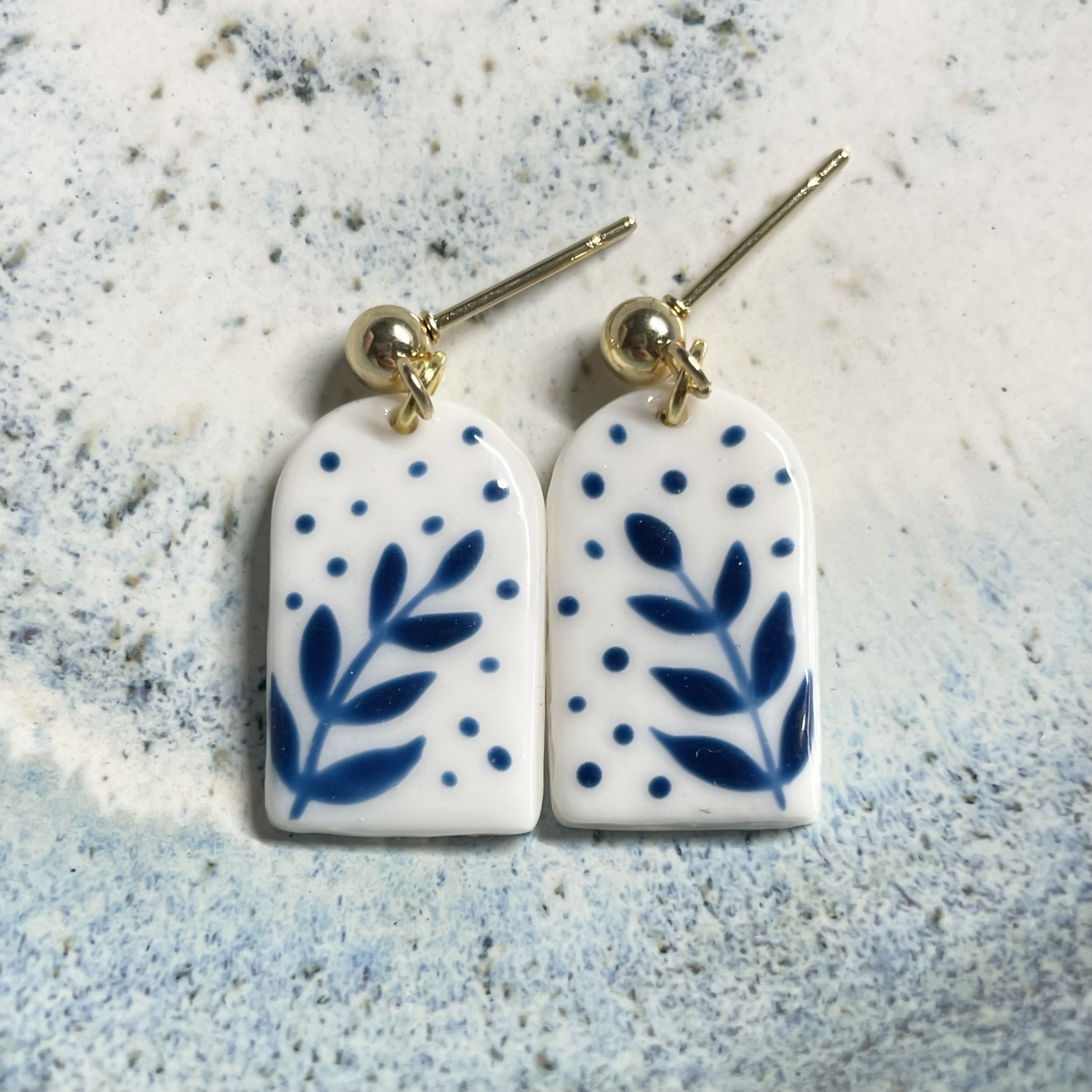 Handpainted Polymer Earrings With Gold Plated Fastenings