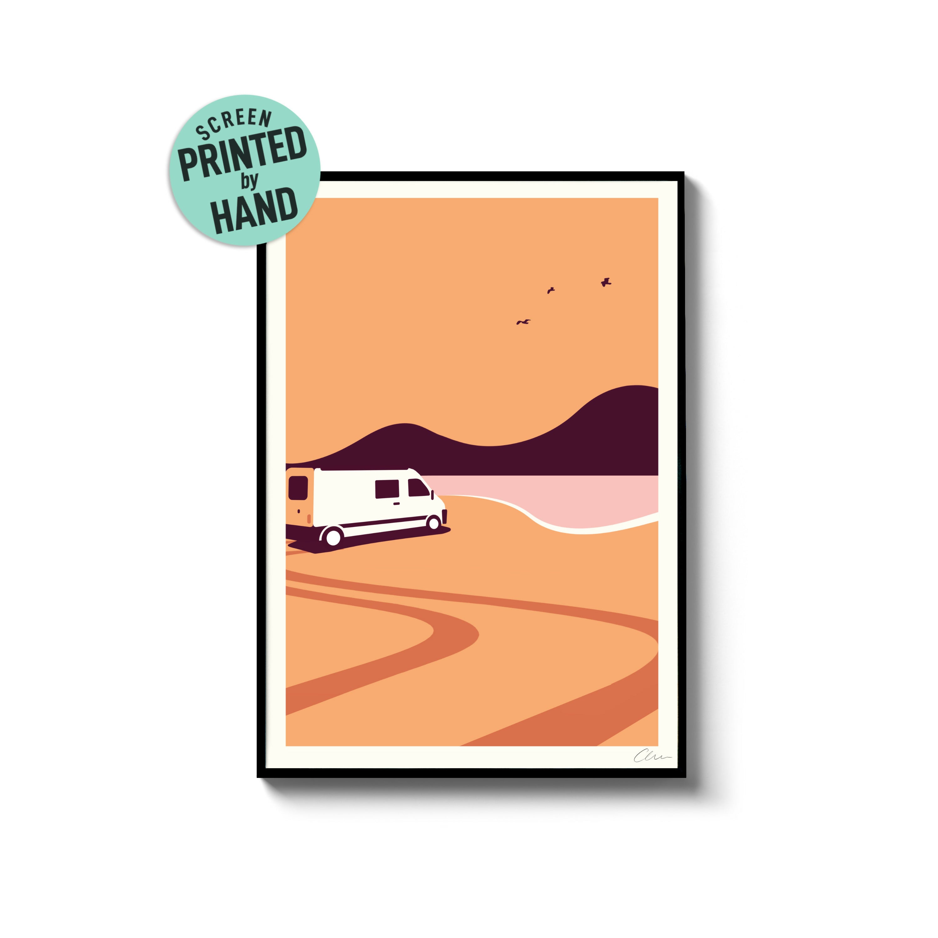 Campervan (Orange), A4 Print