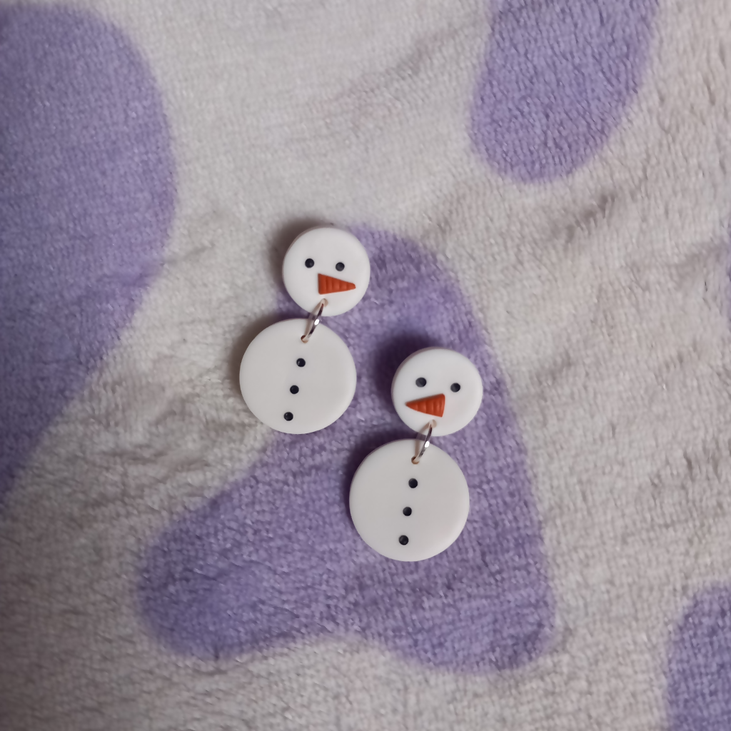 Polymer Clay Snowman Dangle Earrings
