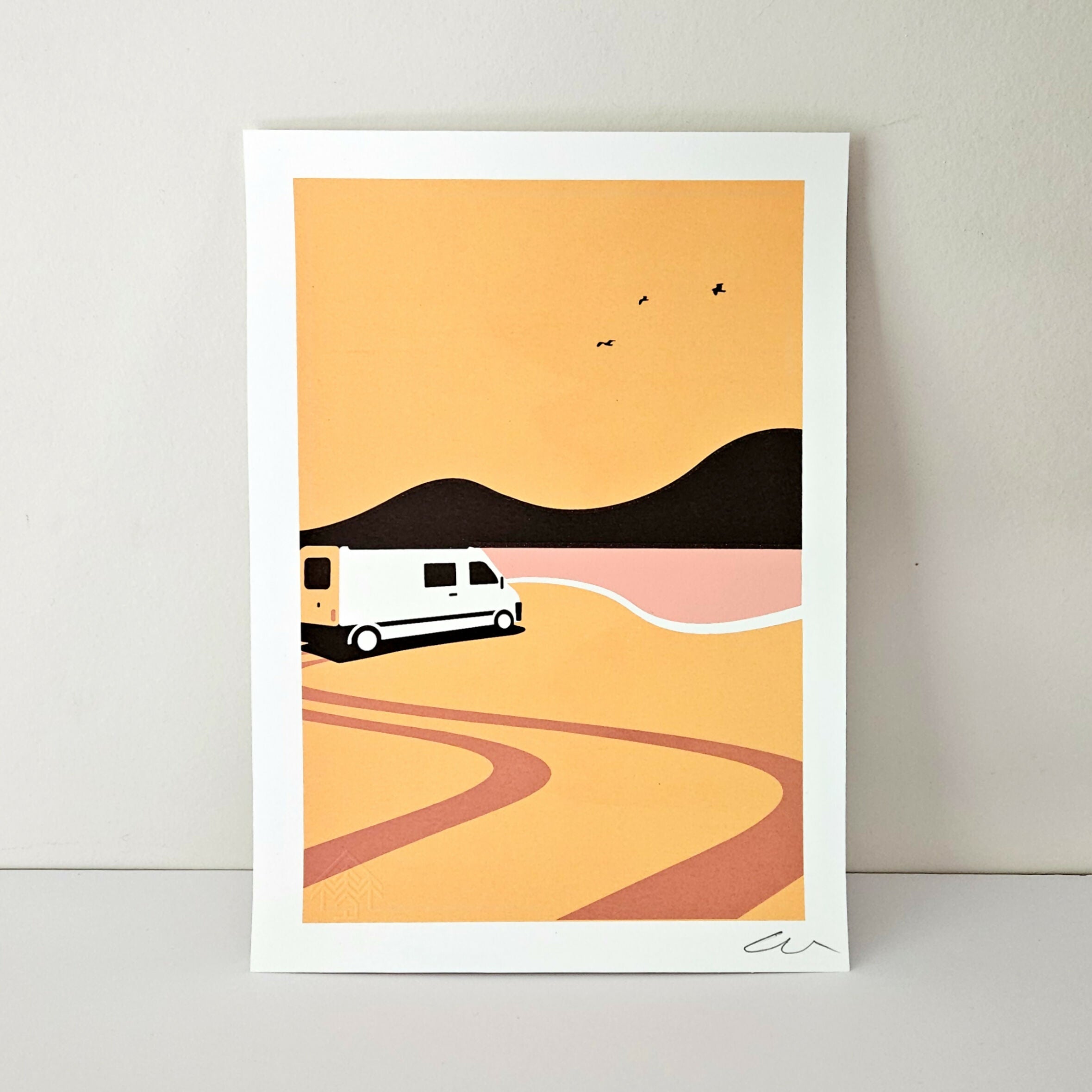 Campervan (Orange), A4 Print