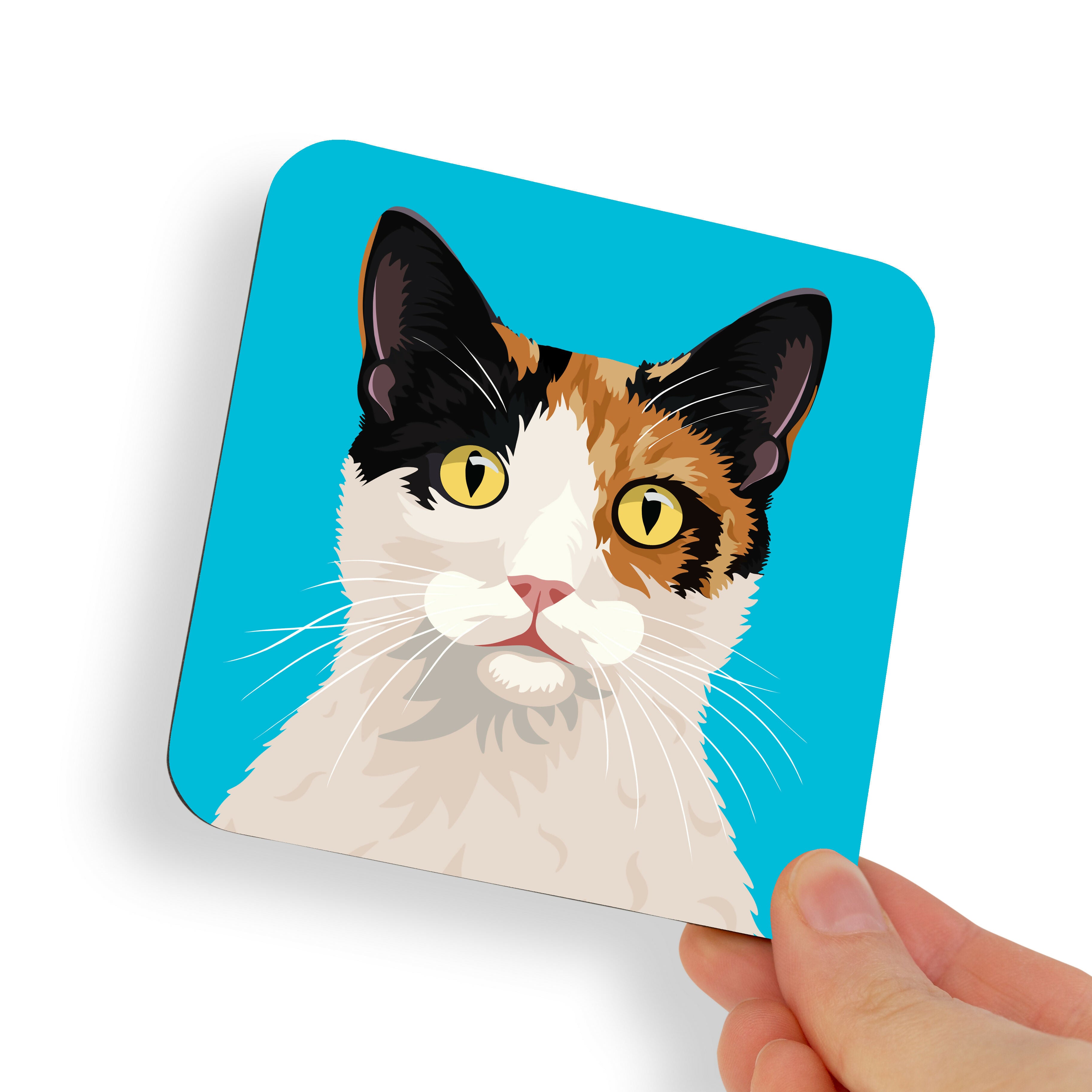 White, Black and Ginger Calico Cat Coaster