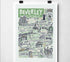 Beverley Landmarks A4 Print - Green