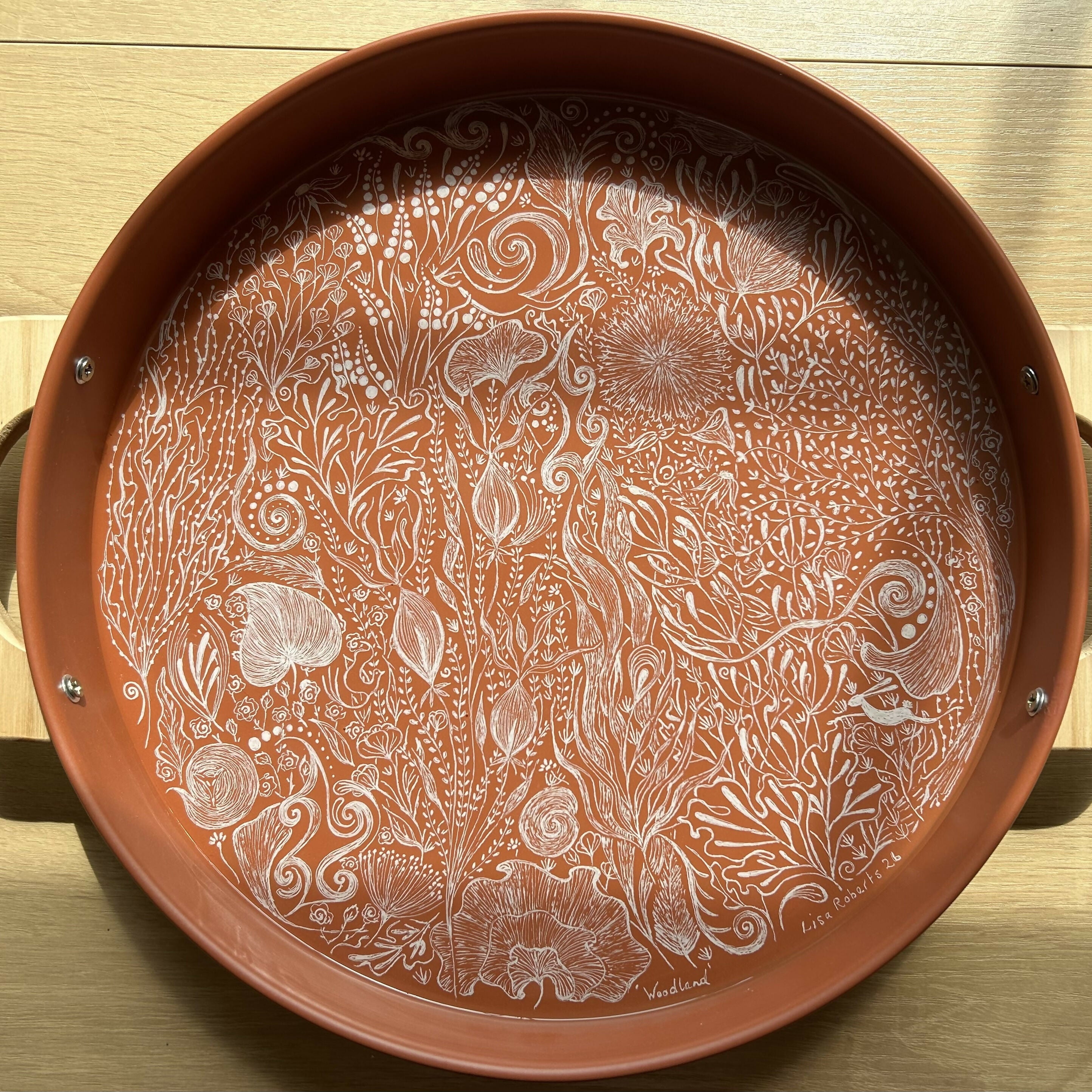 WOODLAND Hand Painted Metal Tray