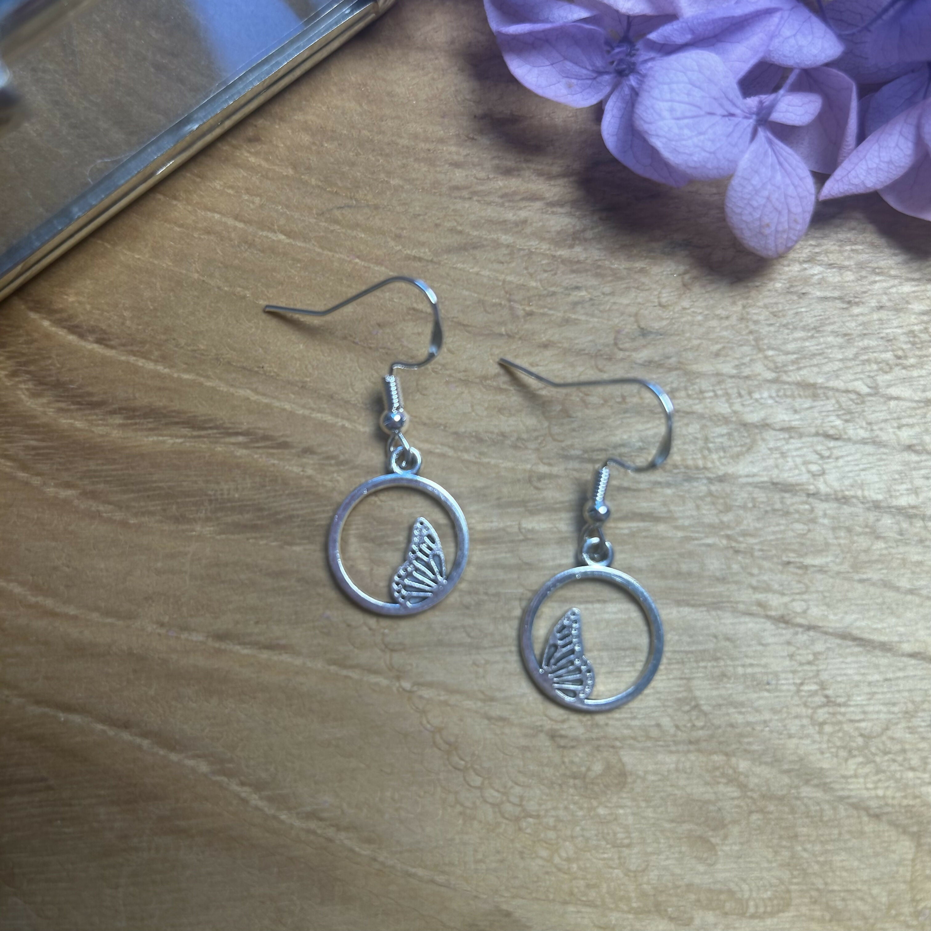Lovely Butterfly Wing Charm Earrings