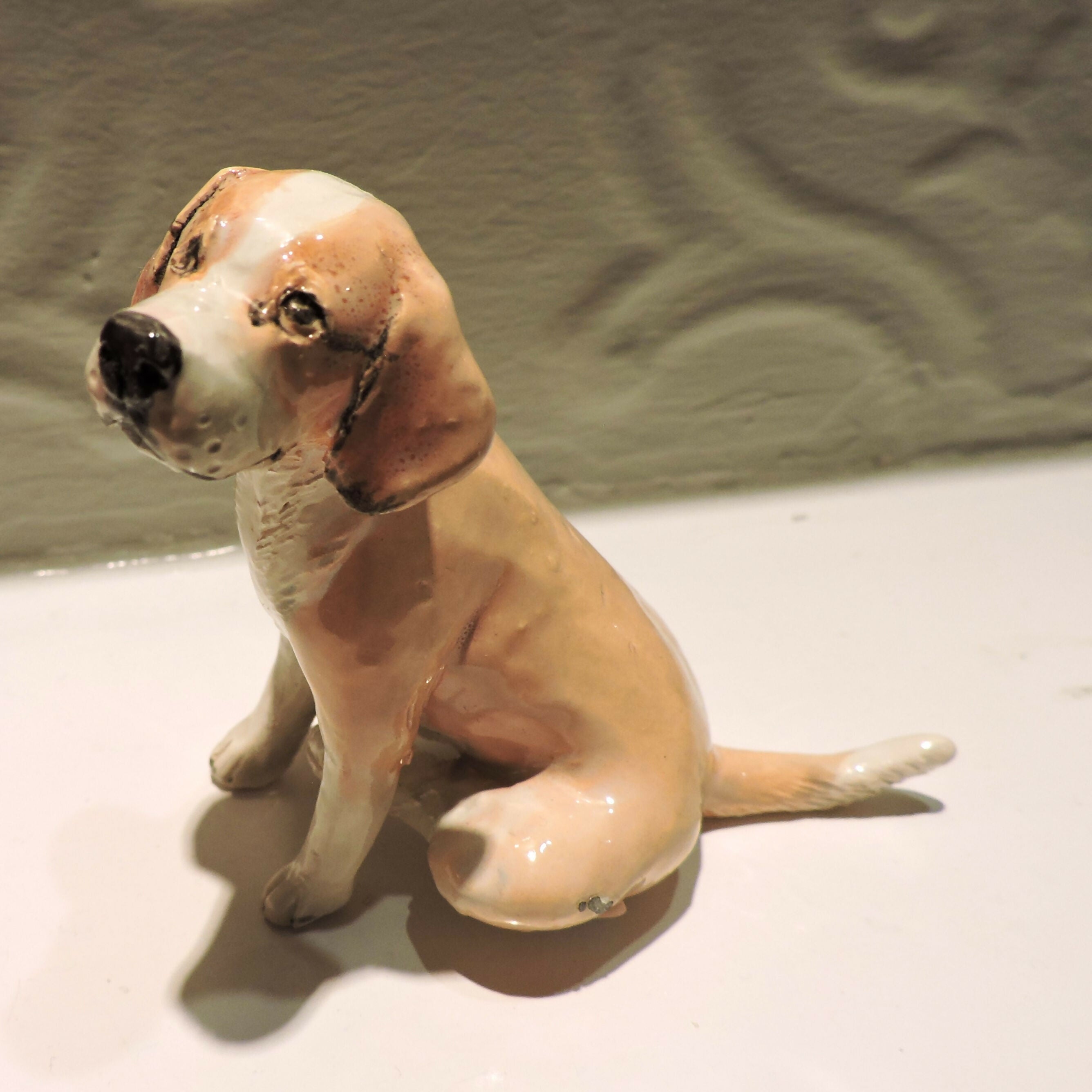 Ceramic Beagle dog sculpture