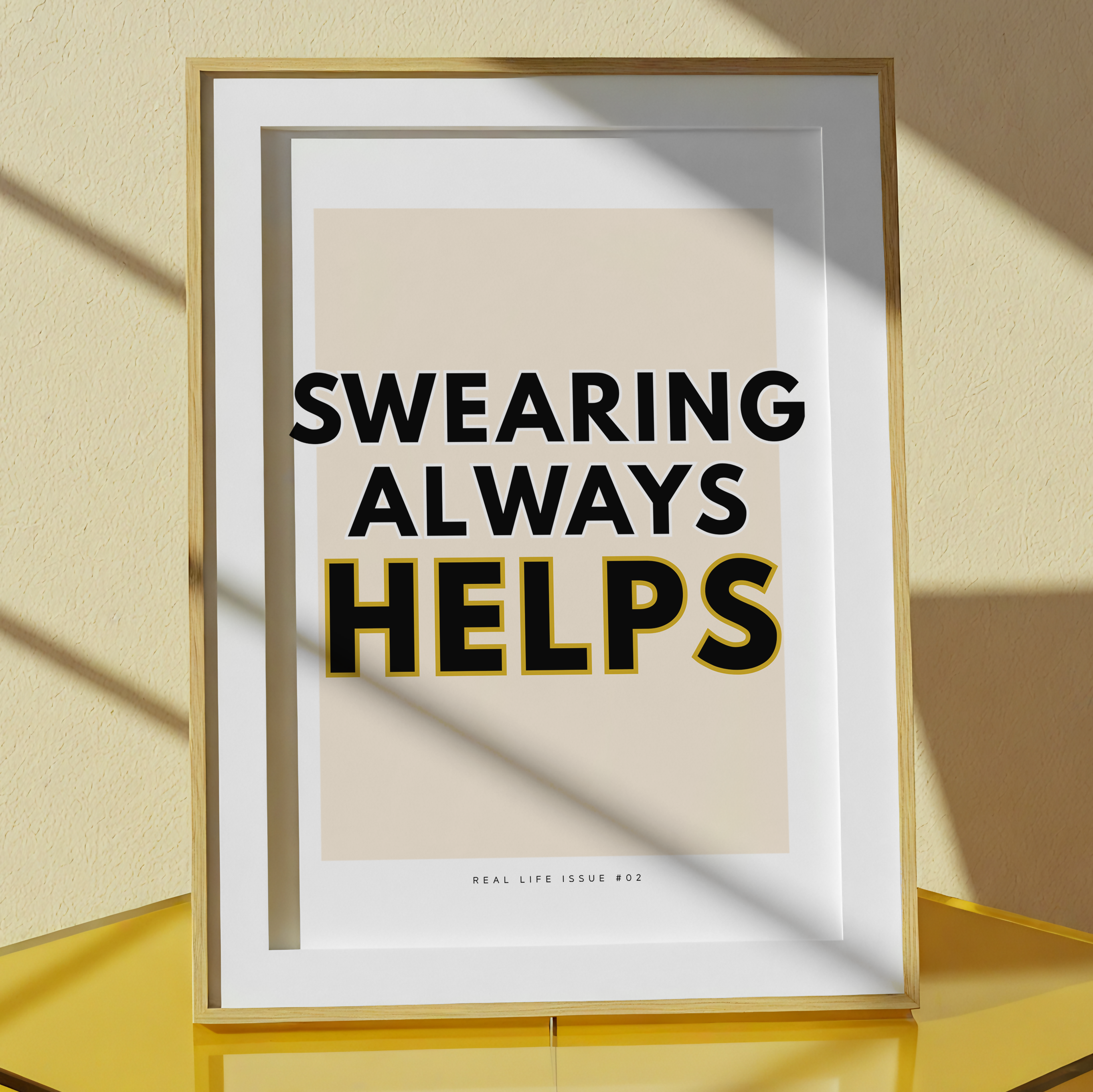 Swearing Always Helps Print | Funny Quote Wall Art | Bold Typography Poster | Humorous Home Decor Gift