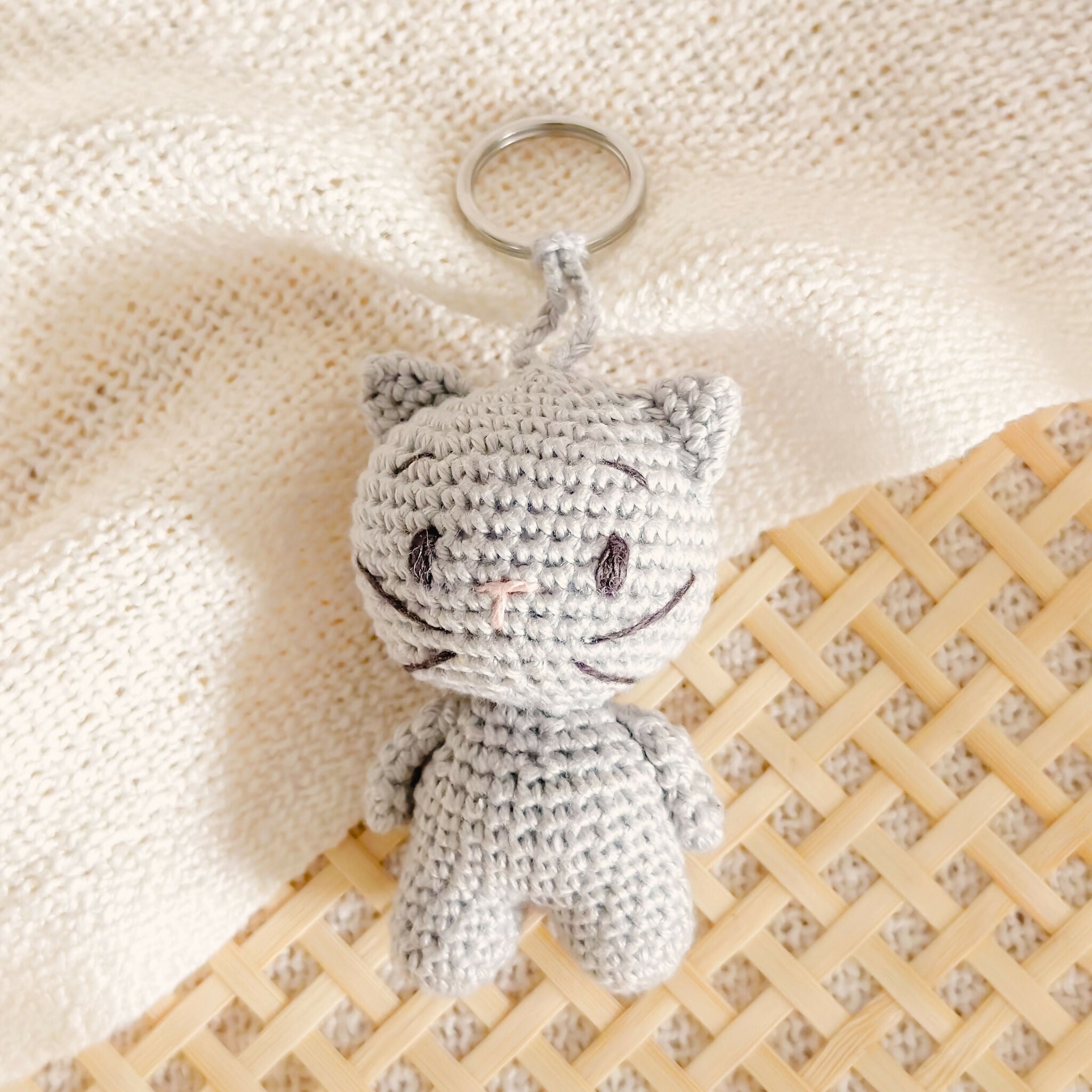 Hand-Made Crochet Cat Keychain / UKCA-CE Certified