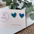 Blue and Gold Fleck Heart Polymer Clay Studs